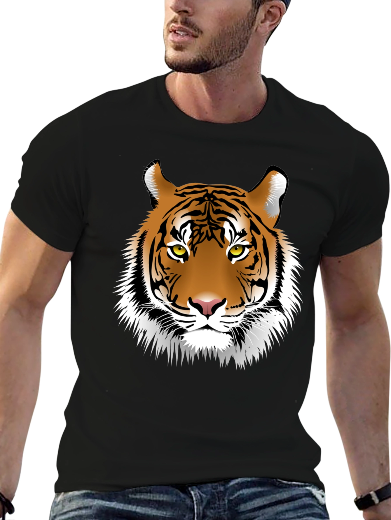Black Tiger Graphic Tee - Fierce Animal Print Shirt