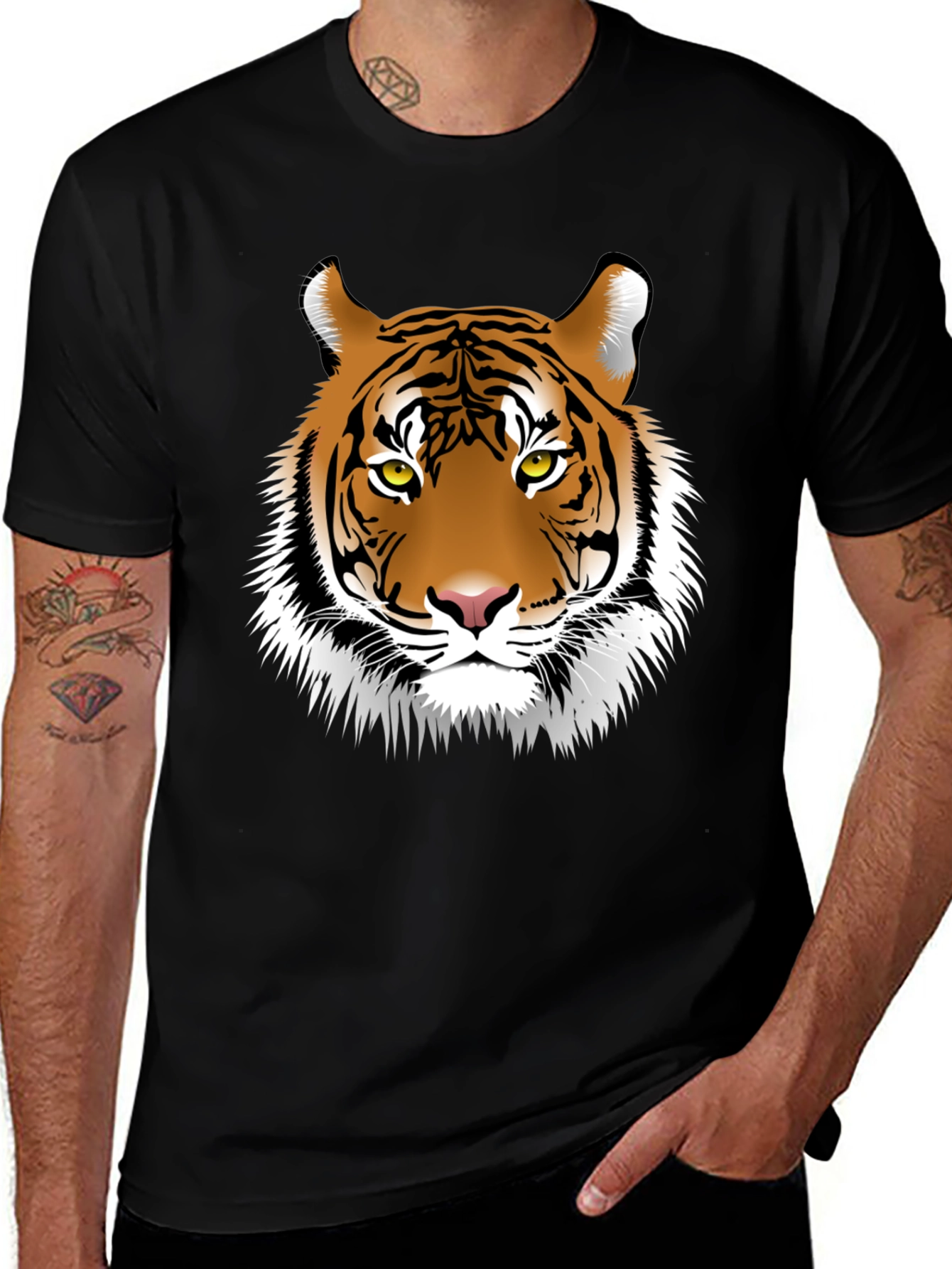 Black Tiger Graphic Tee - Fierce Animal Print Shirt