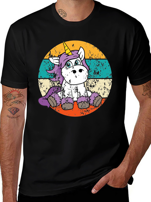 Unicorn Graphic Tee - Retro Style Black T-Shirt