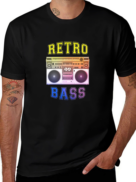 Retro Bass Graphic Tee - Vintage Boombox Design