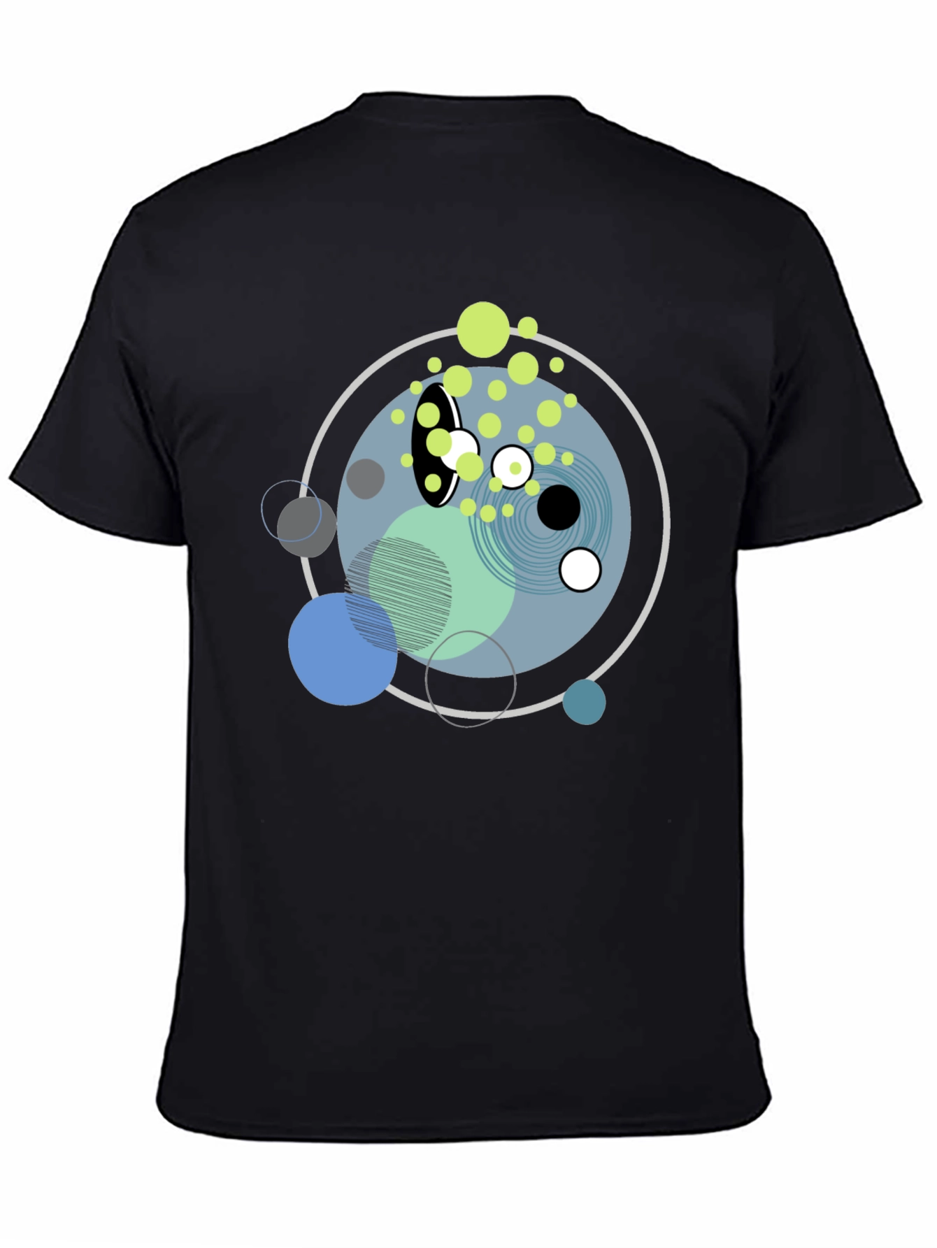 Abstract Geometric Circles Graphic Black T-Shirt