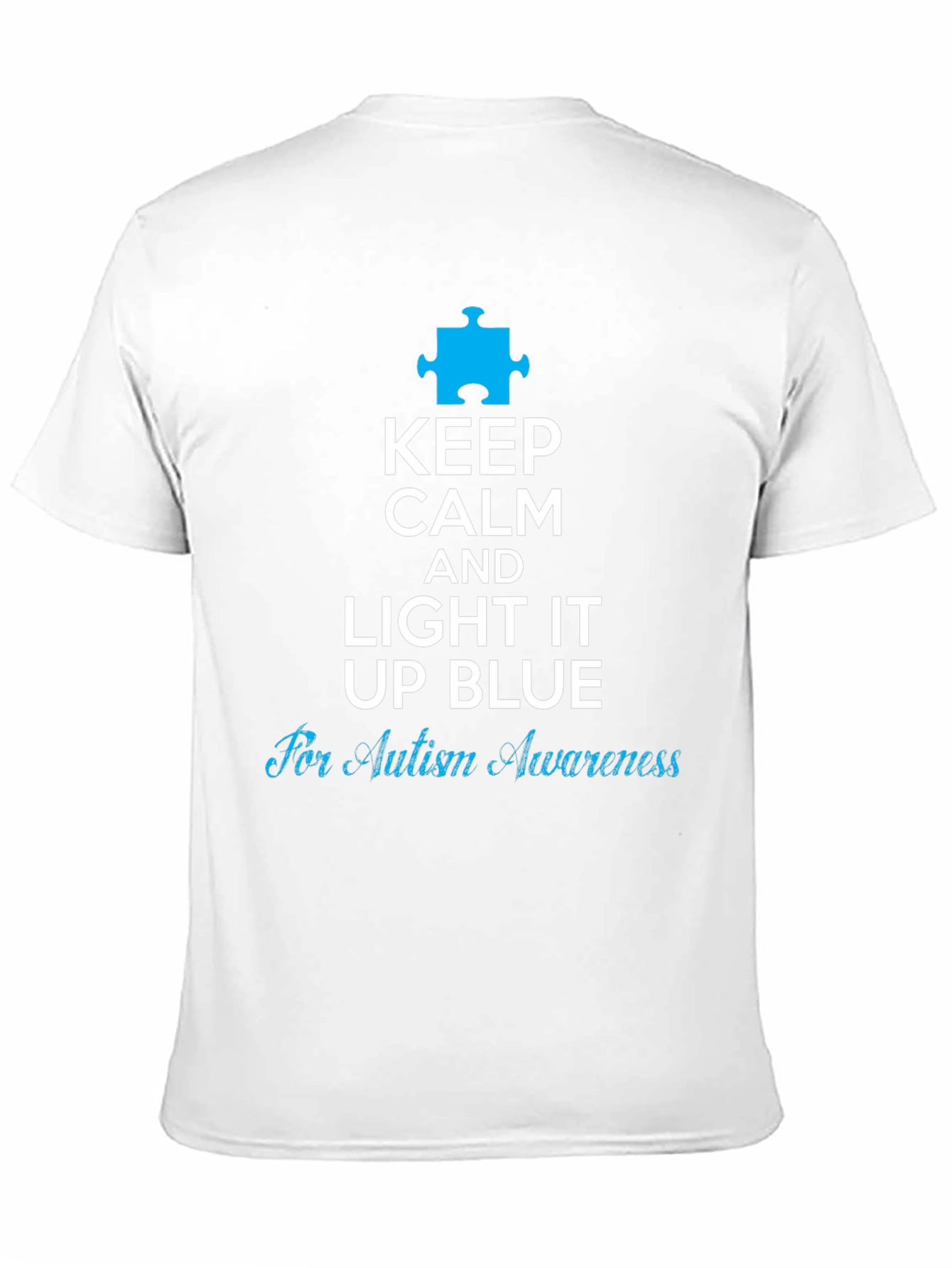 Autism Awareness Keep Calm Light It Up Blue T-Shirt
