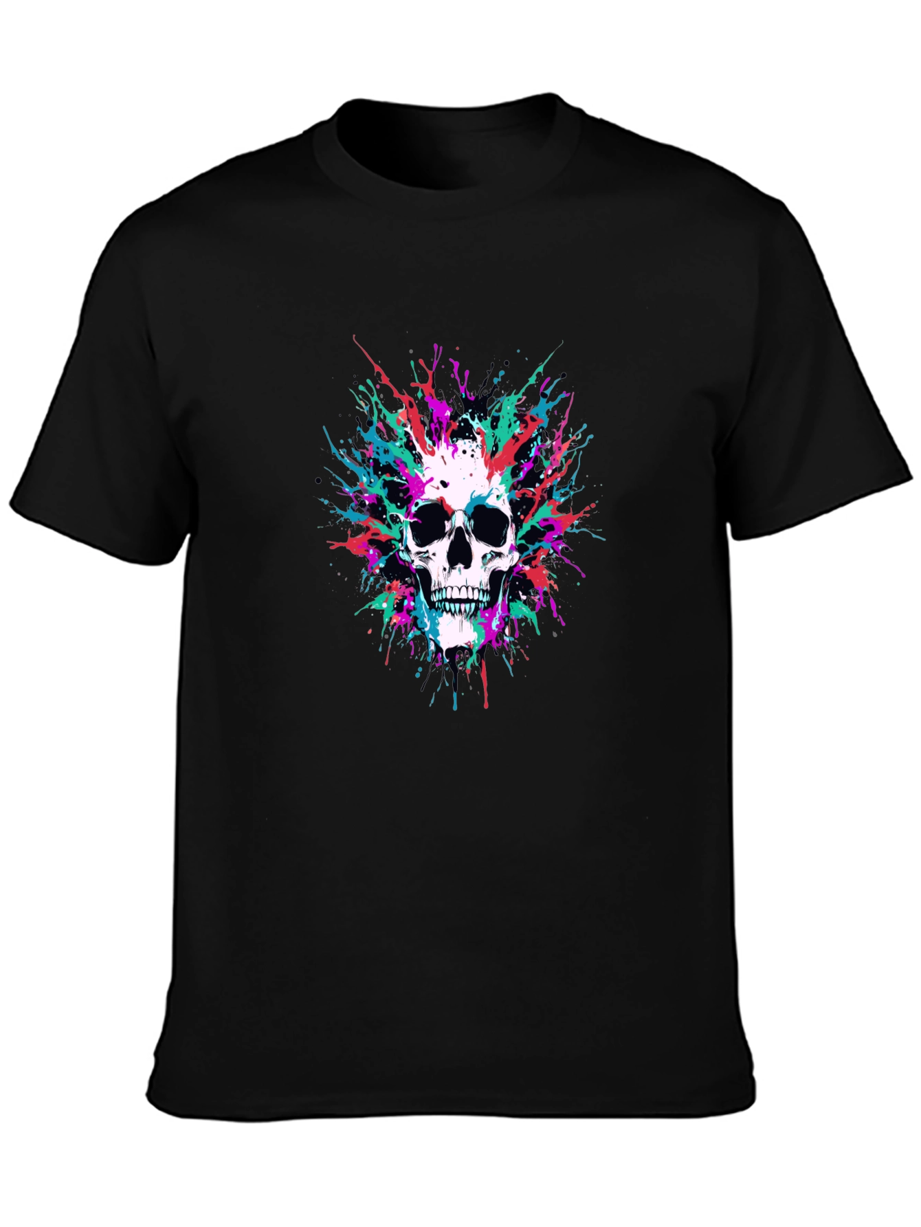 Skull Splatter Graphic Black Tee