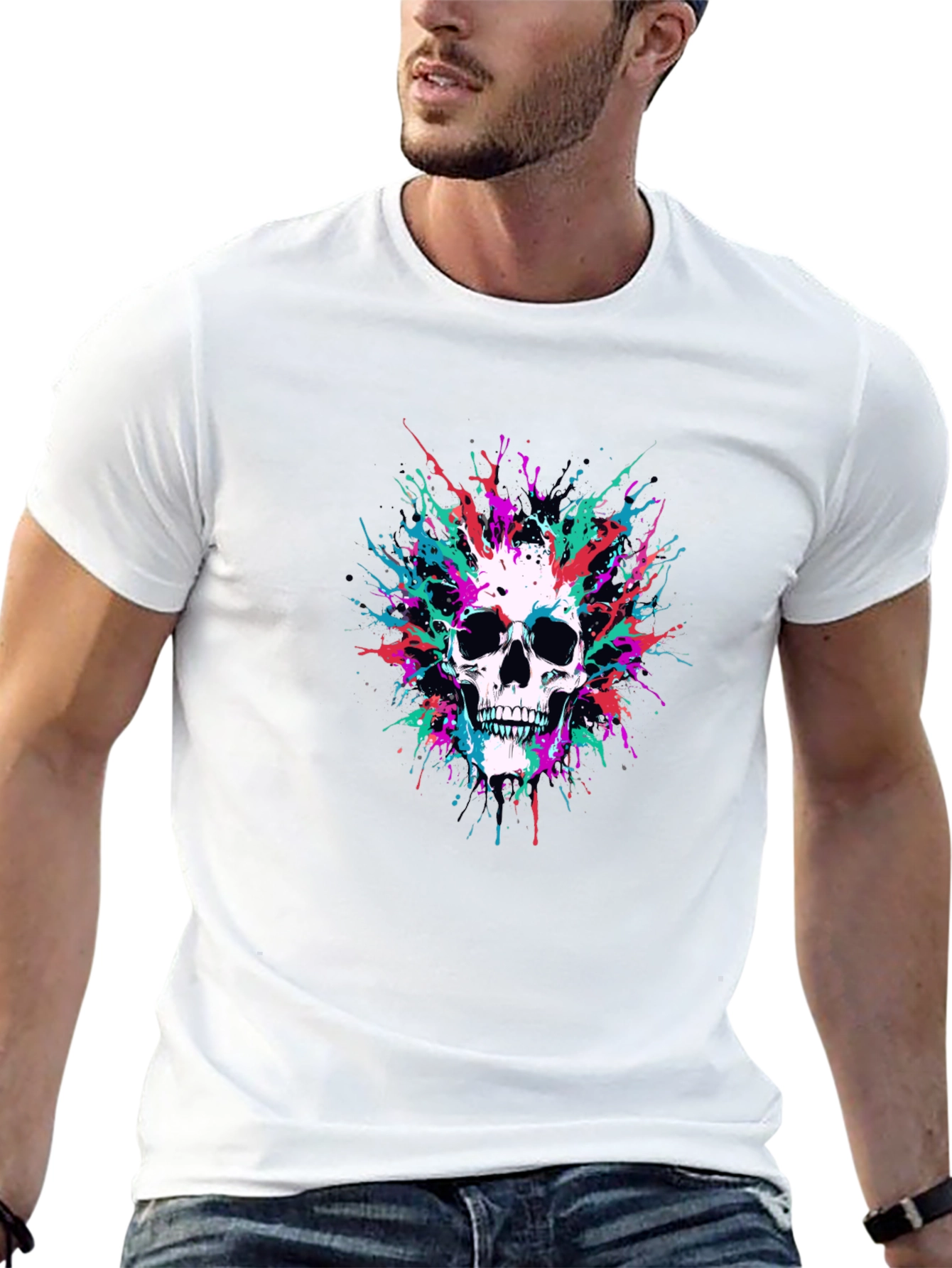 Skull Splatter Graphic Black Tee
