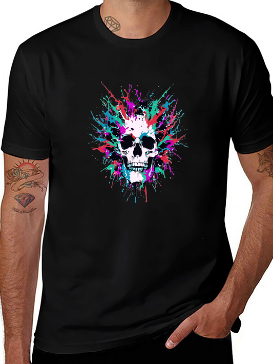 Skull Splatter Graphic Black Tee