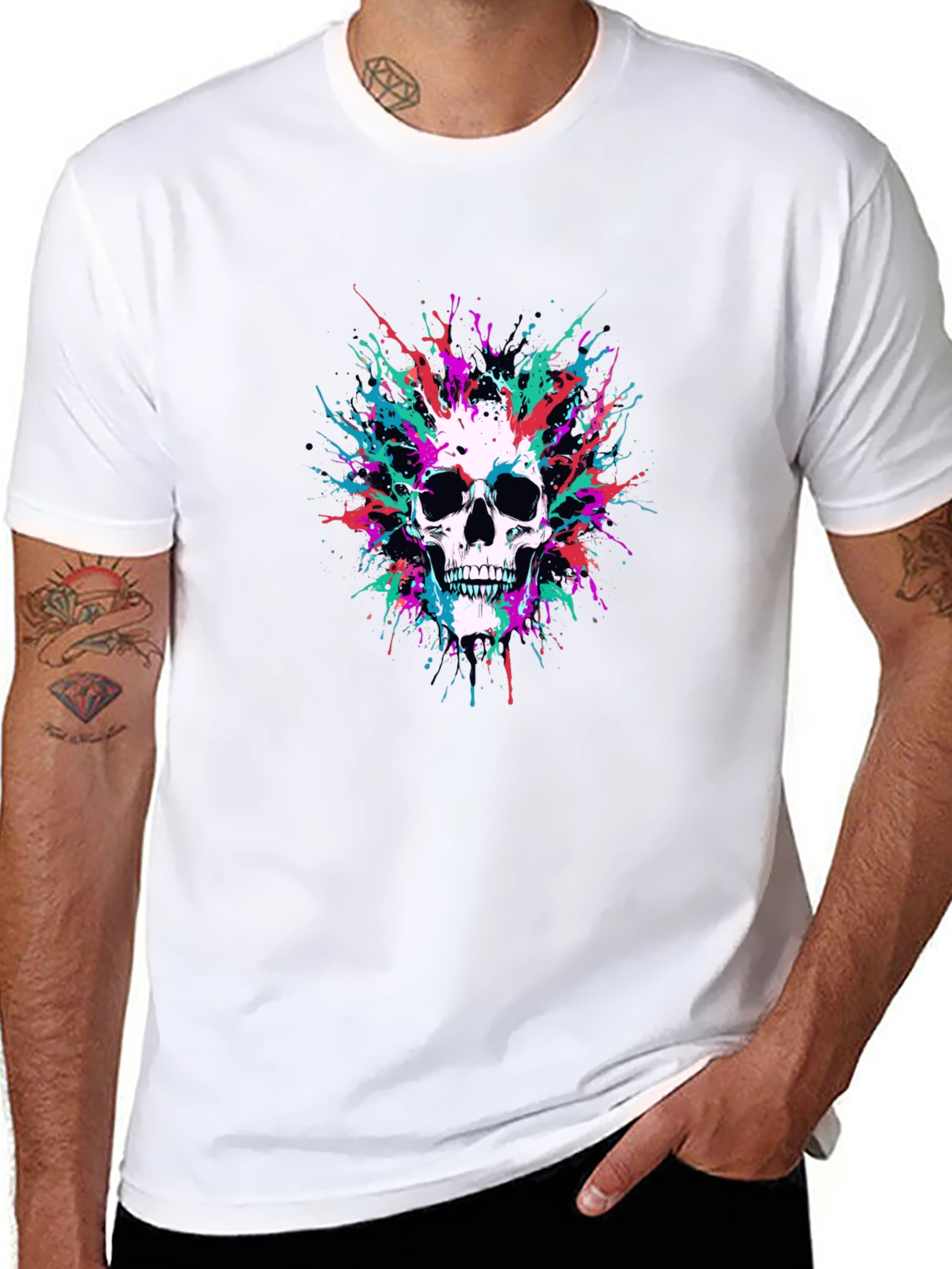 Skull Splatter Graphic Black Tee