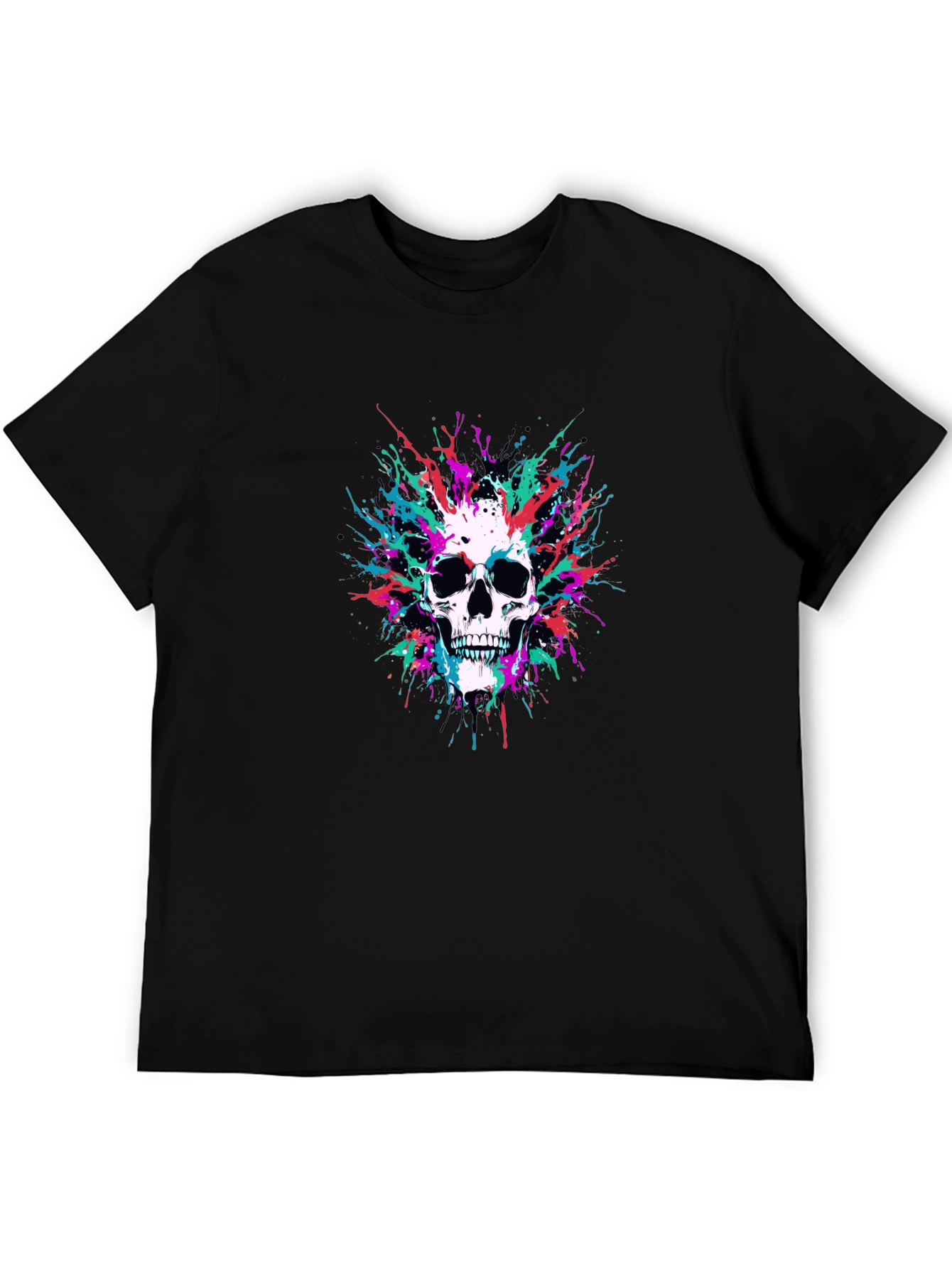 Skull Splatter Graphic Black Tee