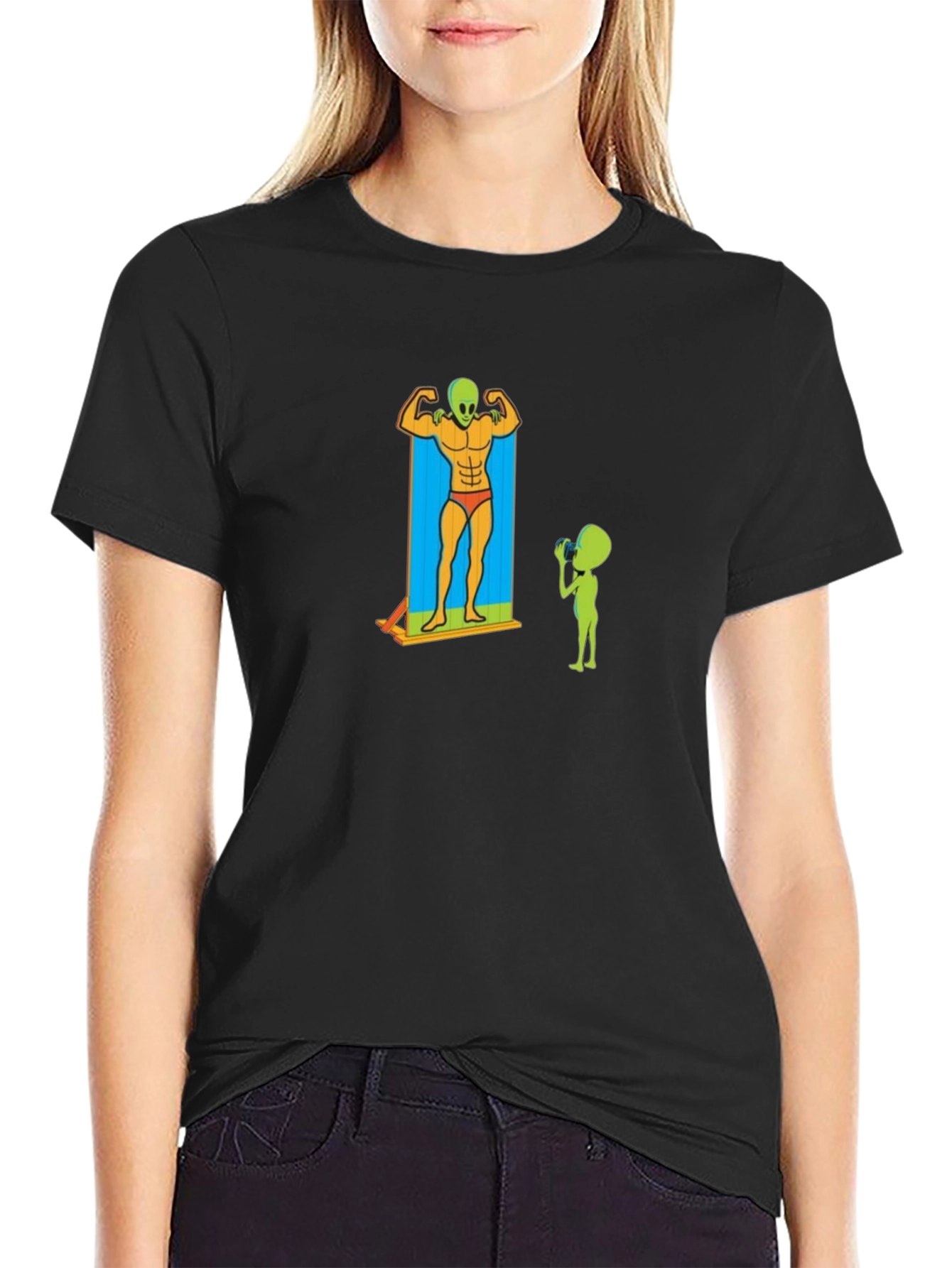 Alien Gym Humor Graphic T-Shirt
