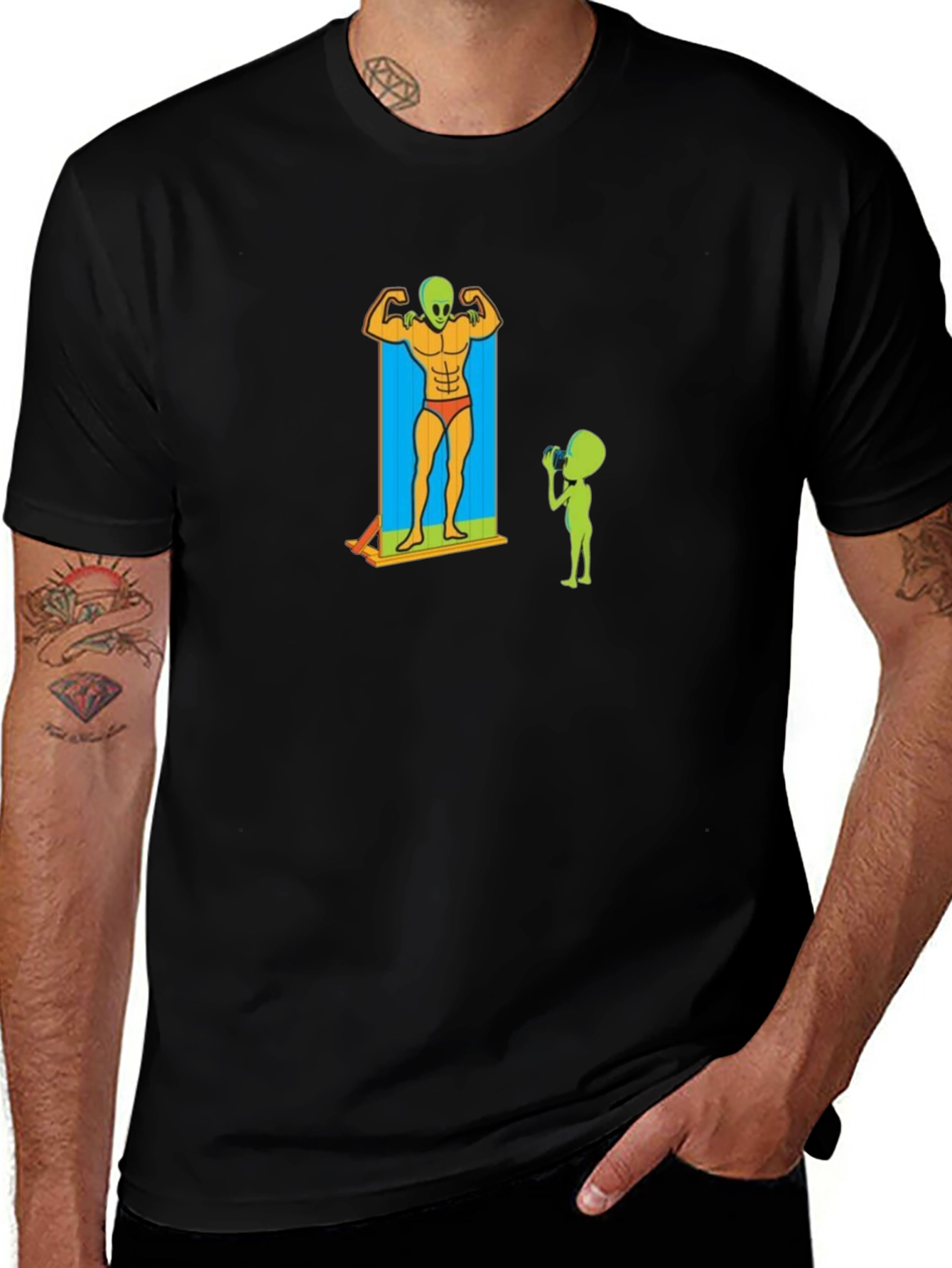 Alien Gym Humor Graphic T-Shirt