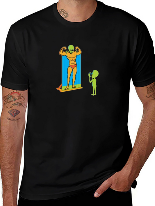Alien Gym Humor Graphic T-Shirt