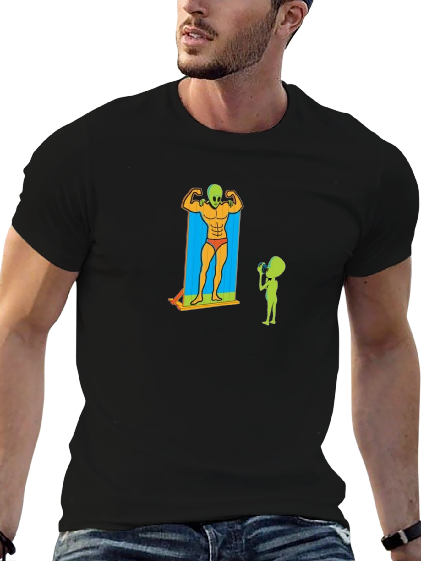Alien Gym Humor Graphic T-Shirt