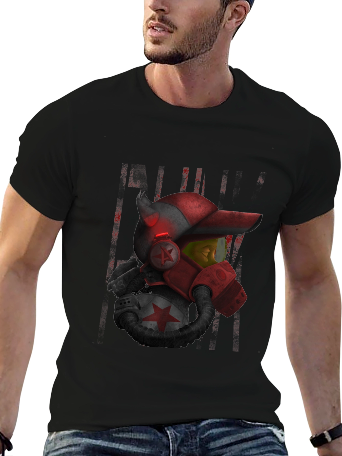 Sci-Fi Soldier Graphic Black T-Shirt
