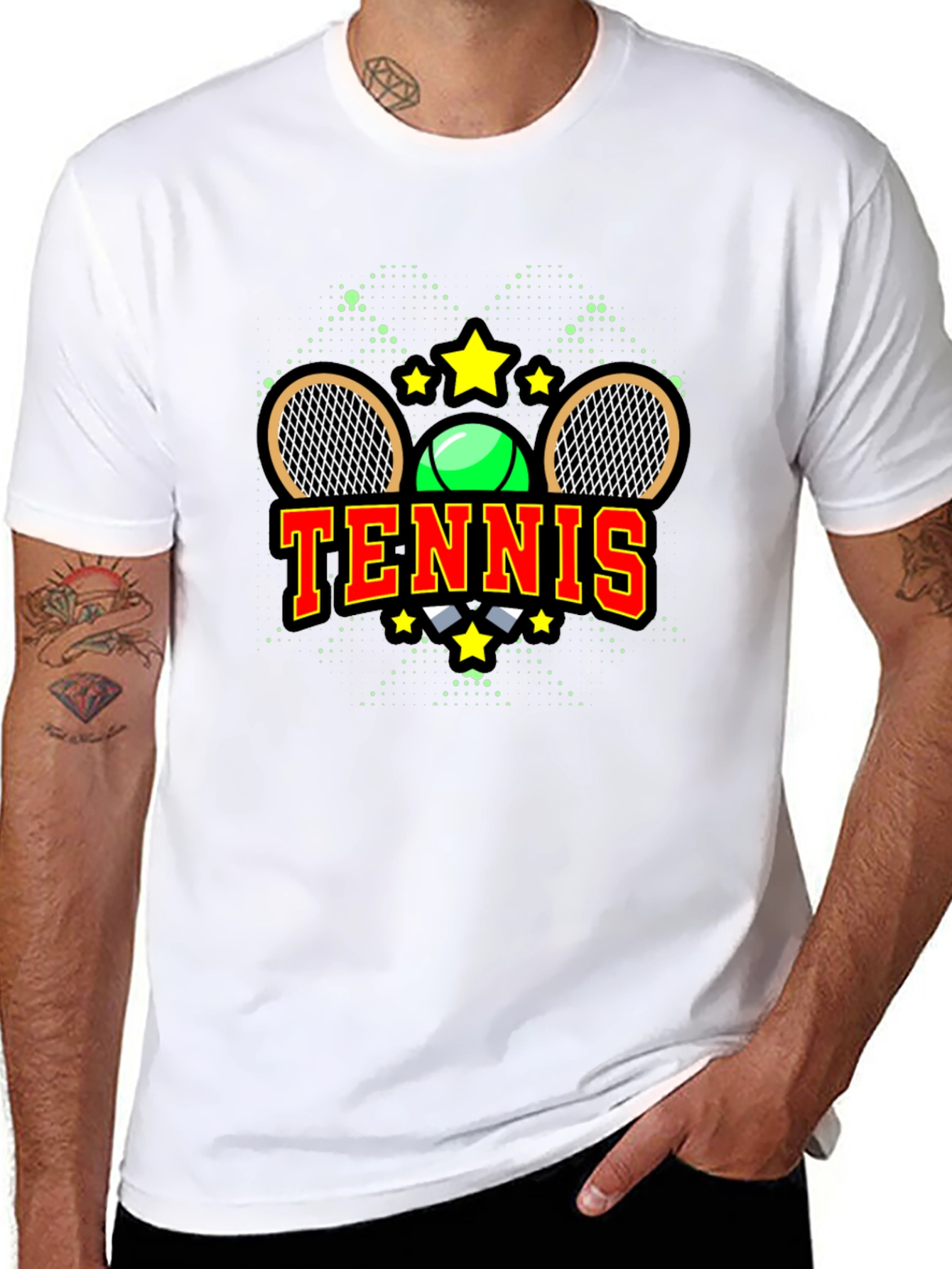 Tennis Graphic Tee - Black Cotton Blend