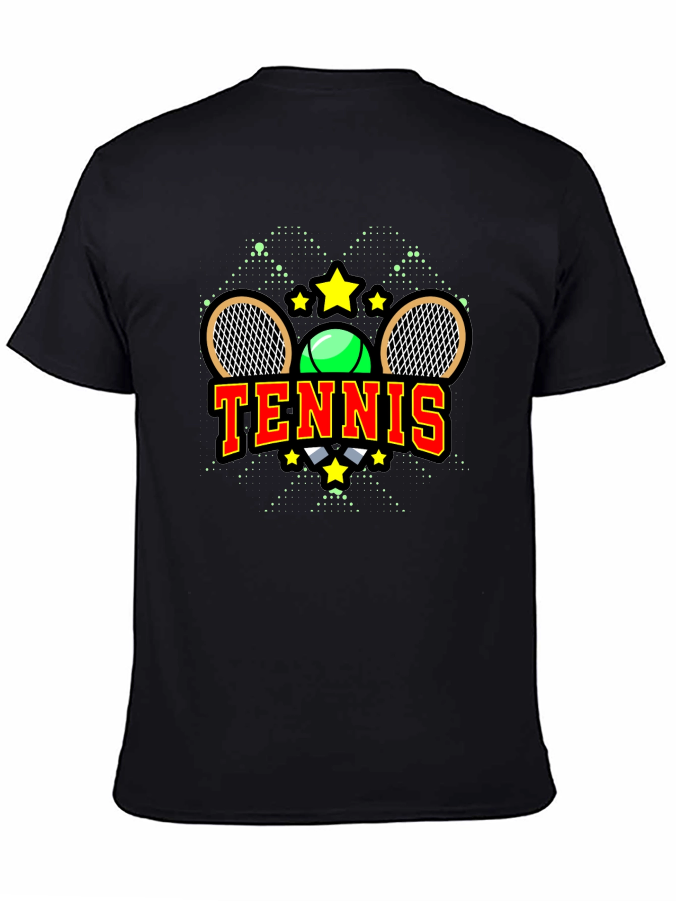 Tennis Graphic Tee - Black Cotton Blend