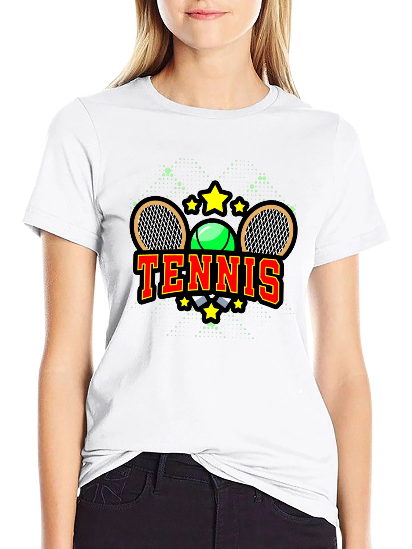 Tennis Graphic Tee - Black Cotton Blend