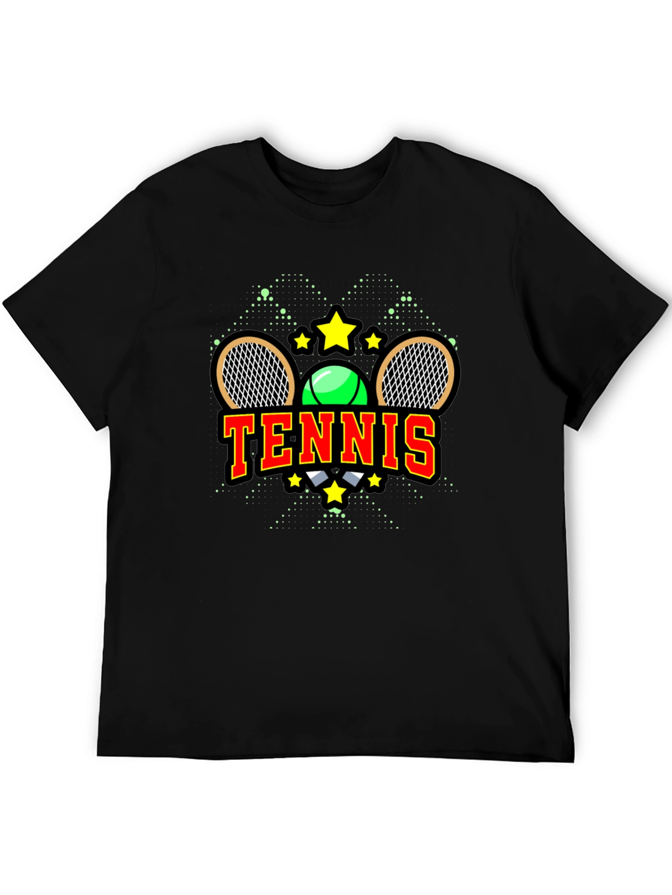 Tennis Graphic Tee - Black Cotton Blend