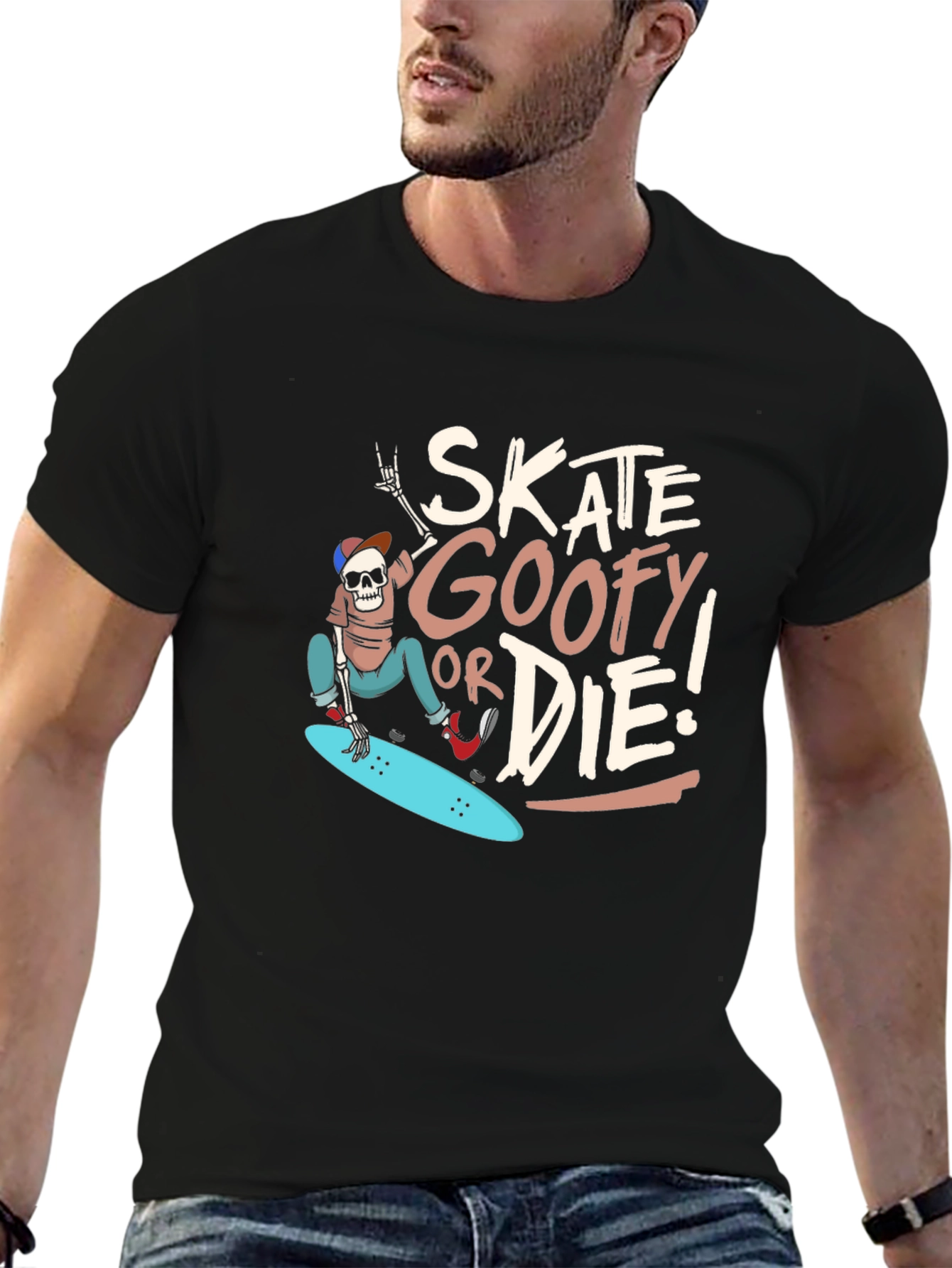 Skate Goofy or Die Black Graphic Tee