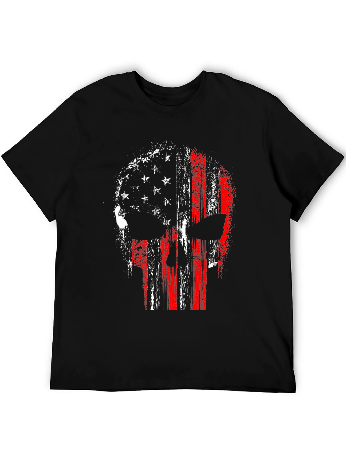American Flag Punisher Skull Graphic Tee - Black