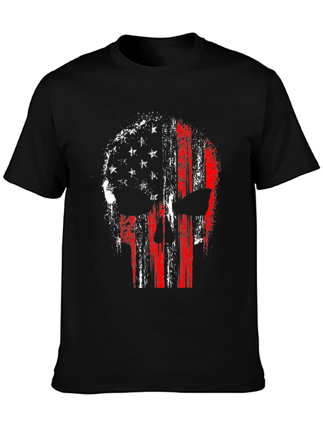 American Flag Punisher Skull Graphic Tee - Black