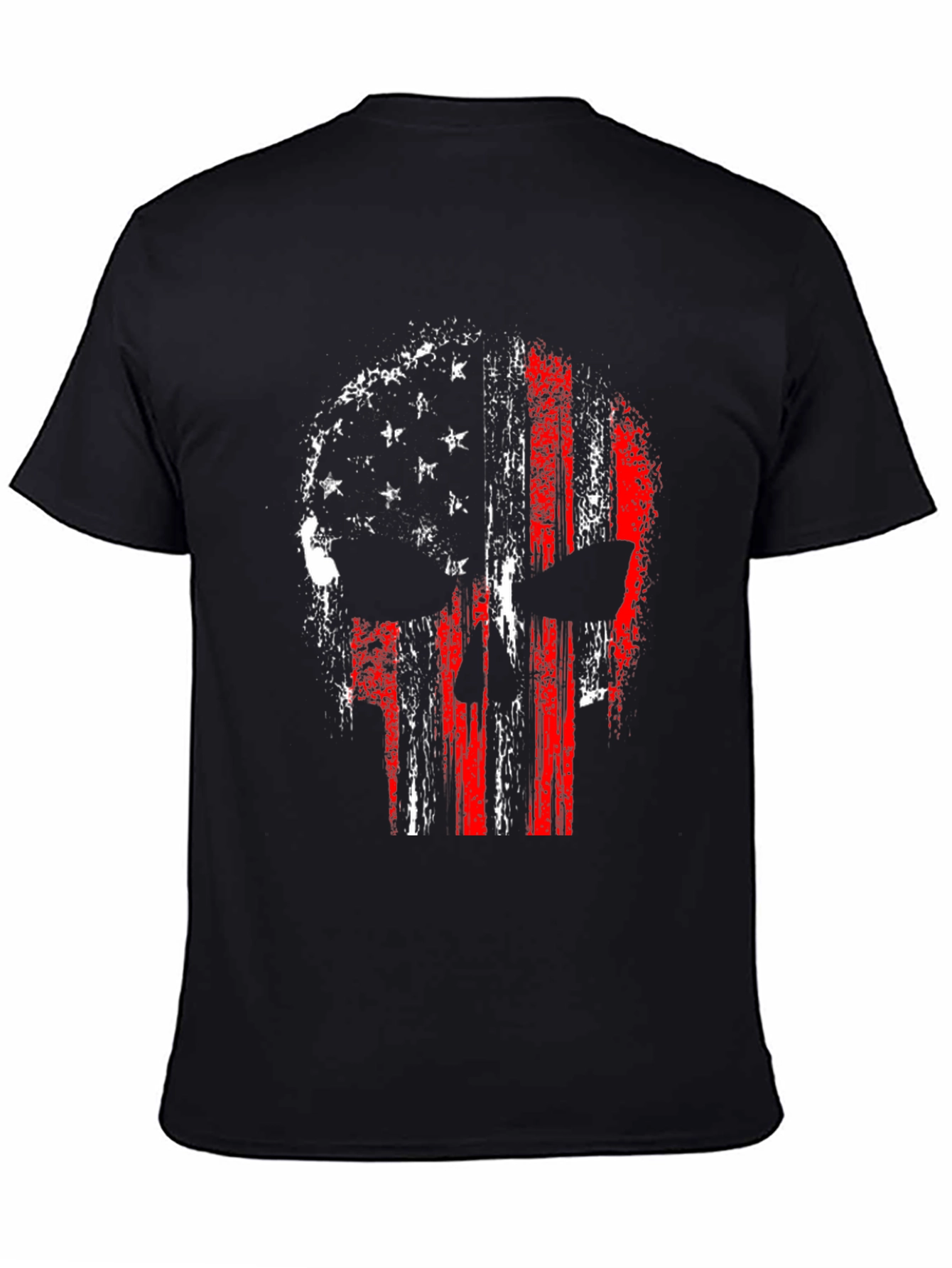 American Flag Punisher Skull Graphic Tee - Black