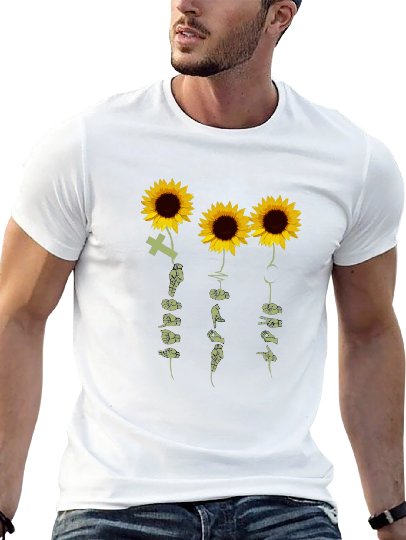 Sunflower Sign Language T-Shirt - Black