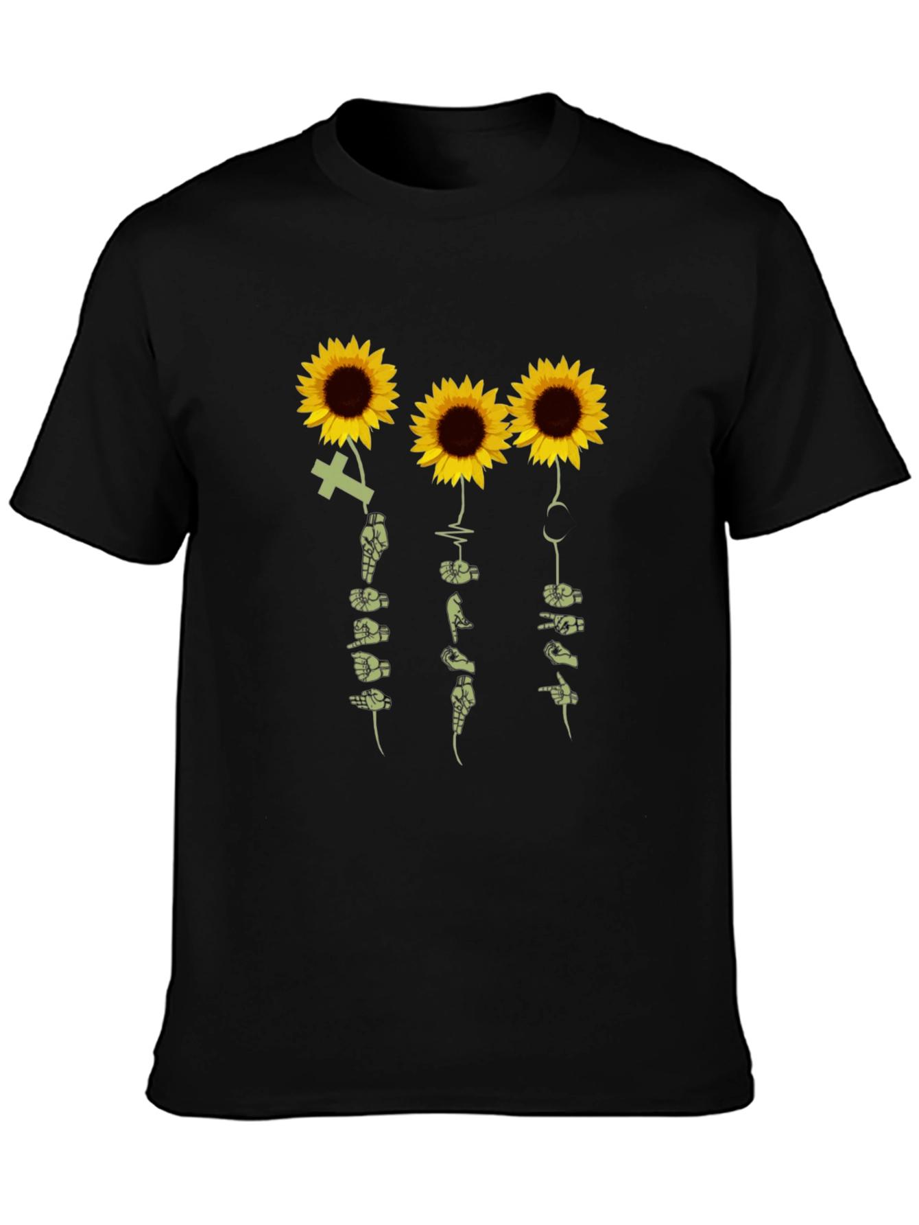 Sunflower Sign Language T-Shirt - Black