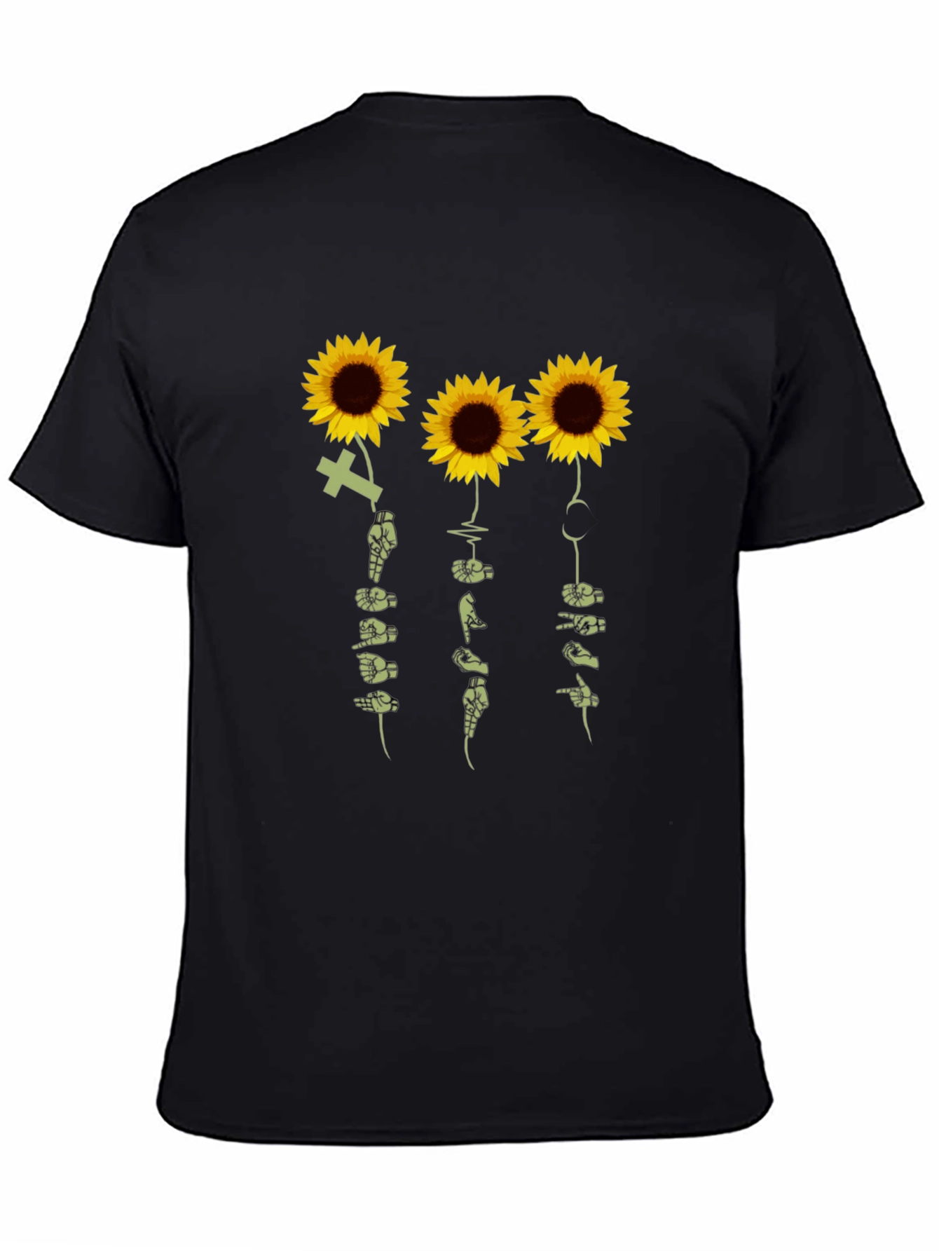 Sunflower Sign Language T-Shirt - Black