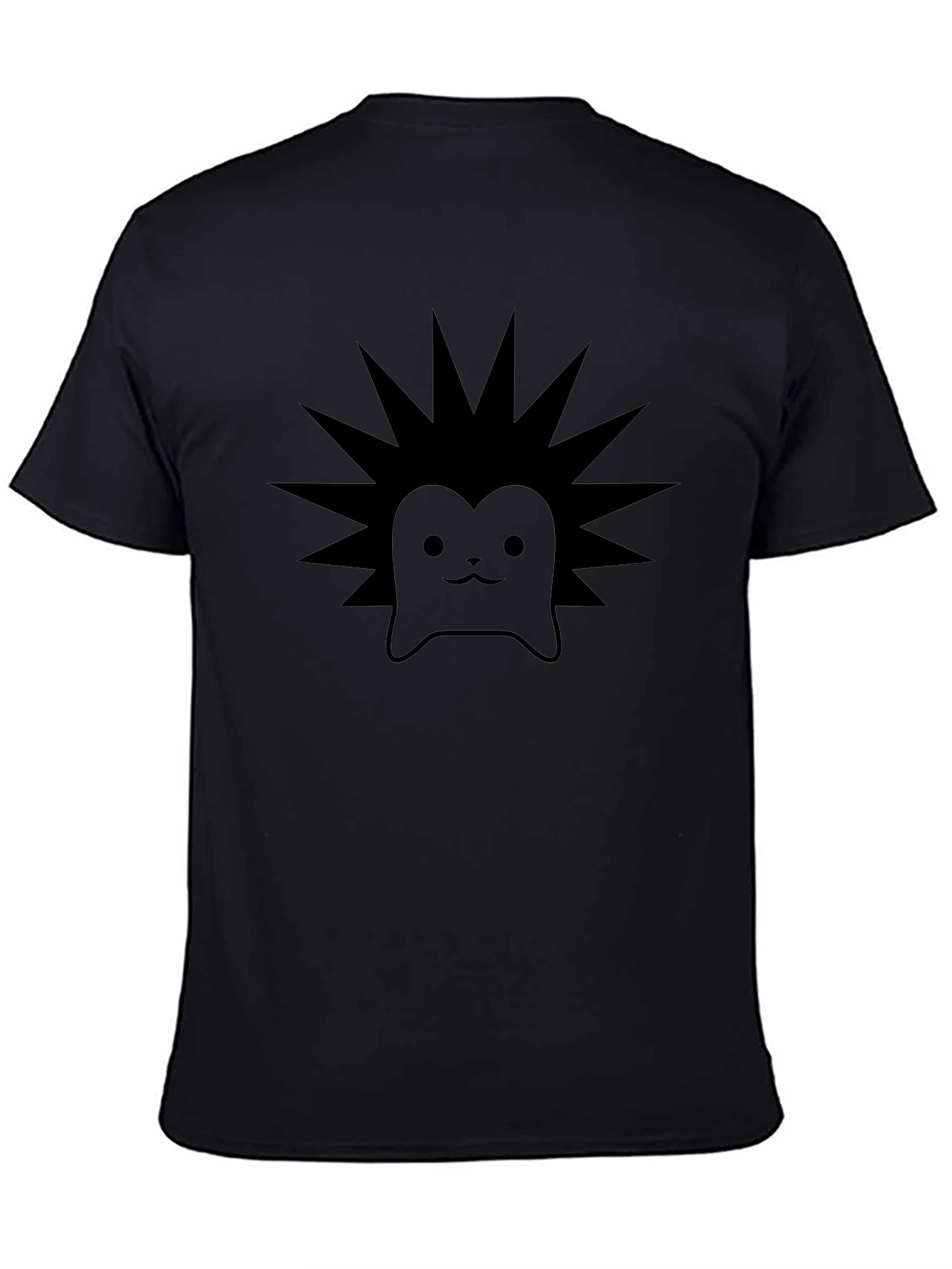 Cute Hedgehog Graphic Print Black T-Shirt