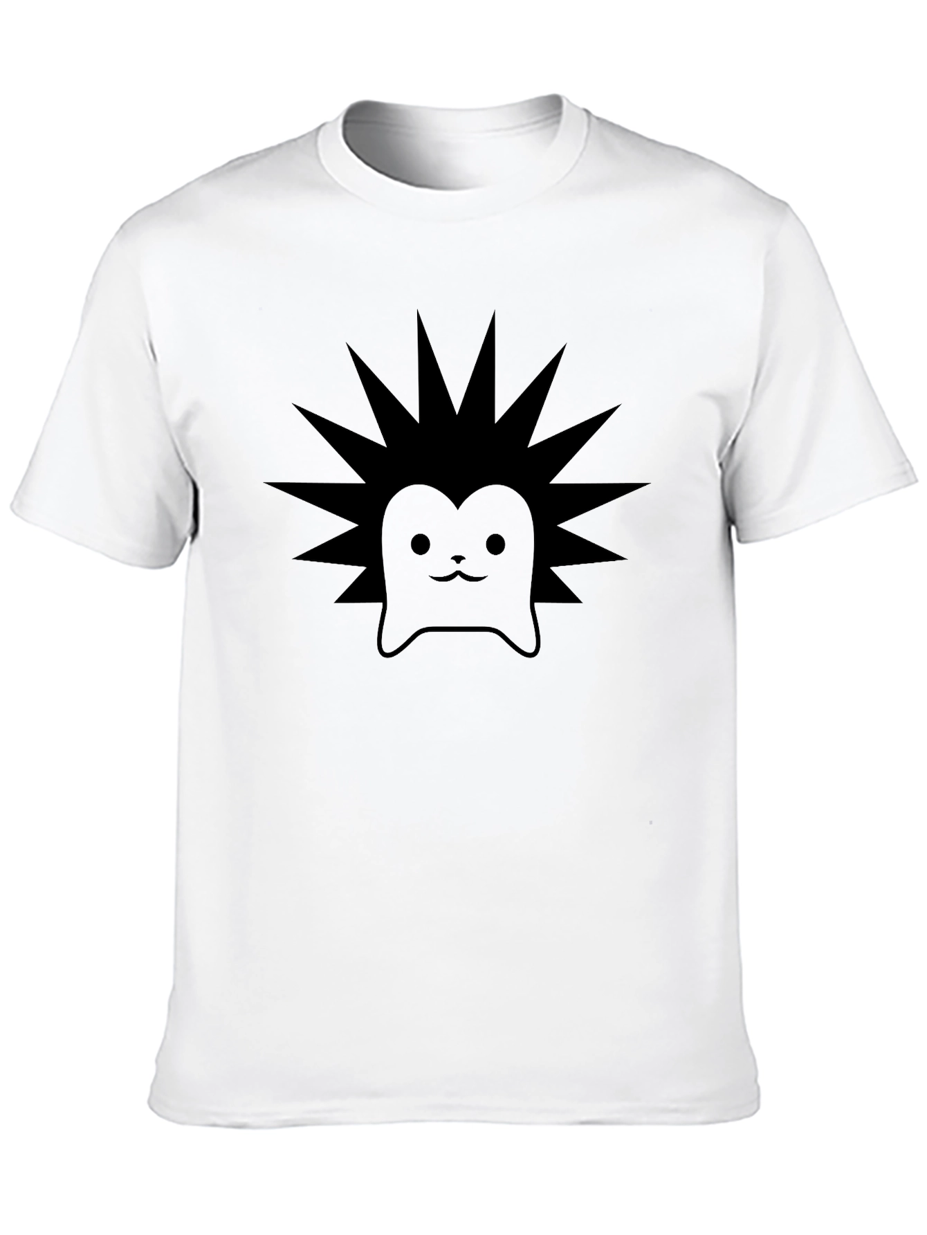 Cute Hedgehog Graphic Print Black T-Shirt