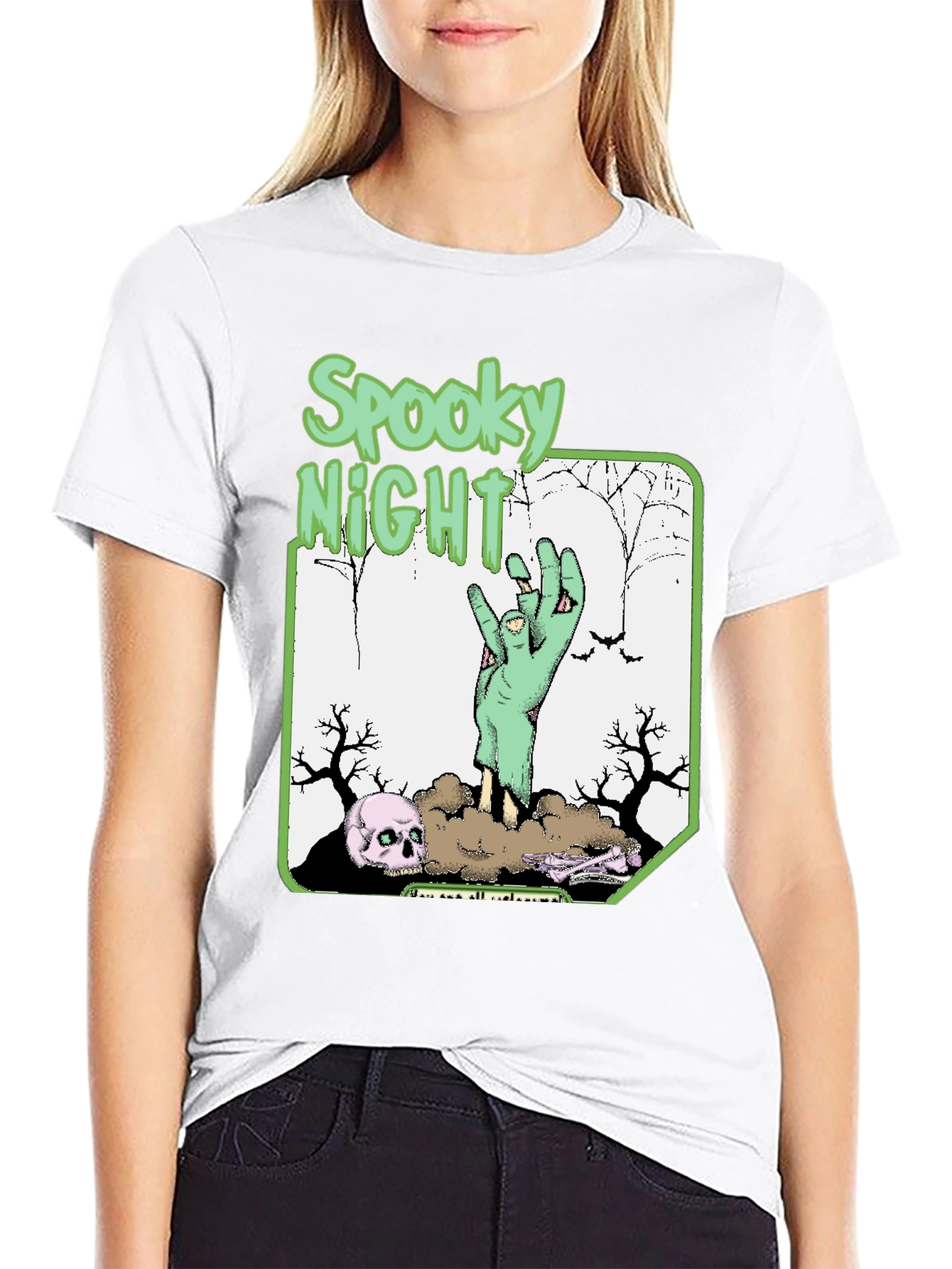 Spooky Night Zombie Hand T-Shirt - Halloween Graphic Tee