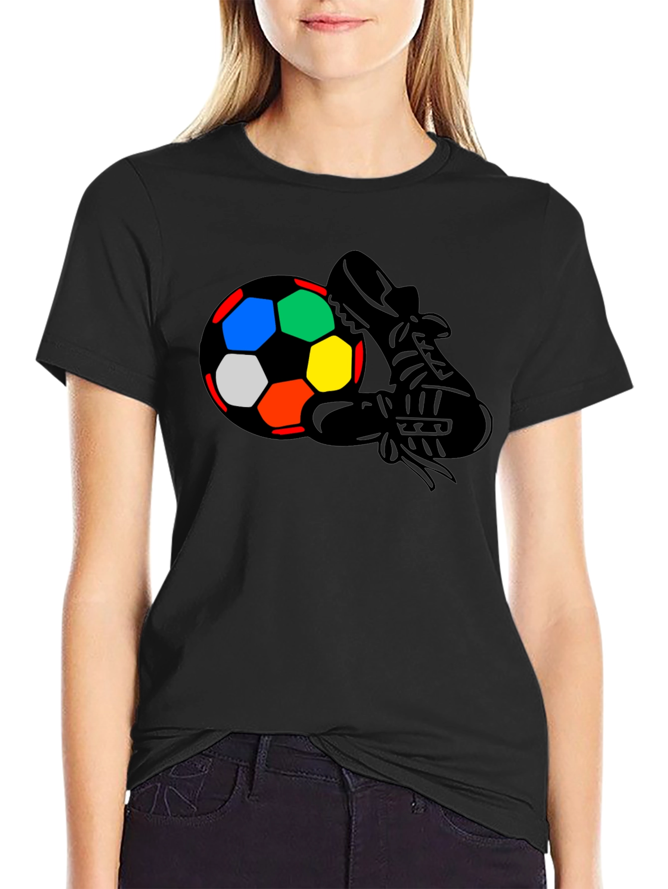 Soccer Ball & Cleat Graphic T-Shirt - Black