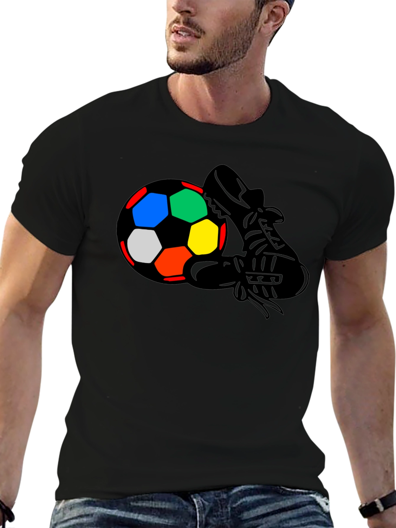 Soccer Ball & Cleat Graphic T-Shirt - Black