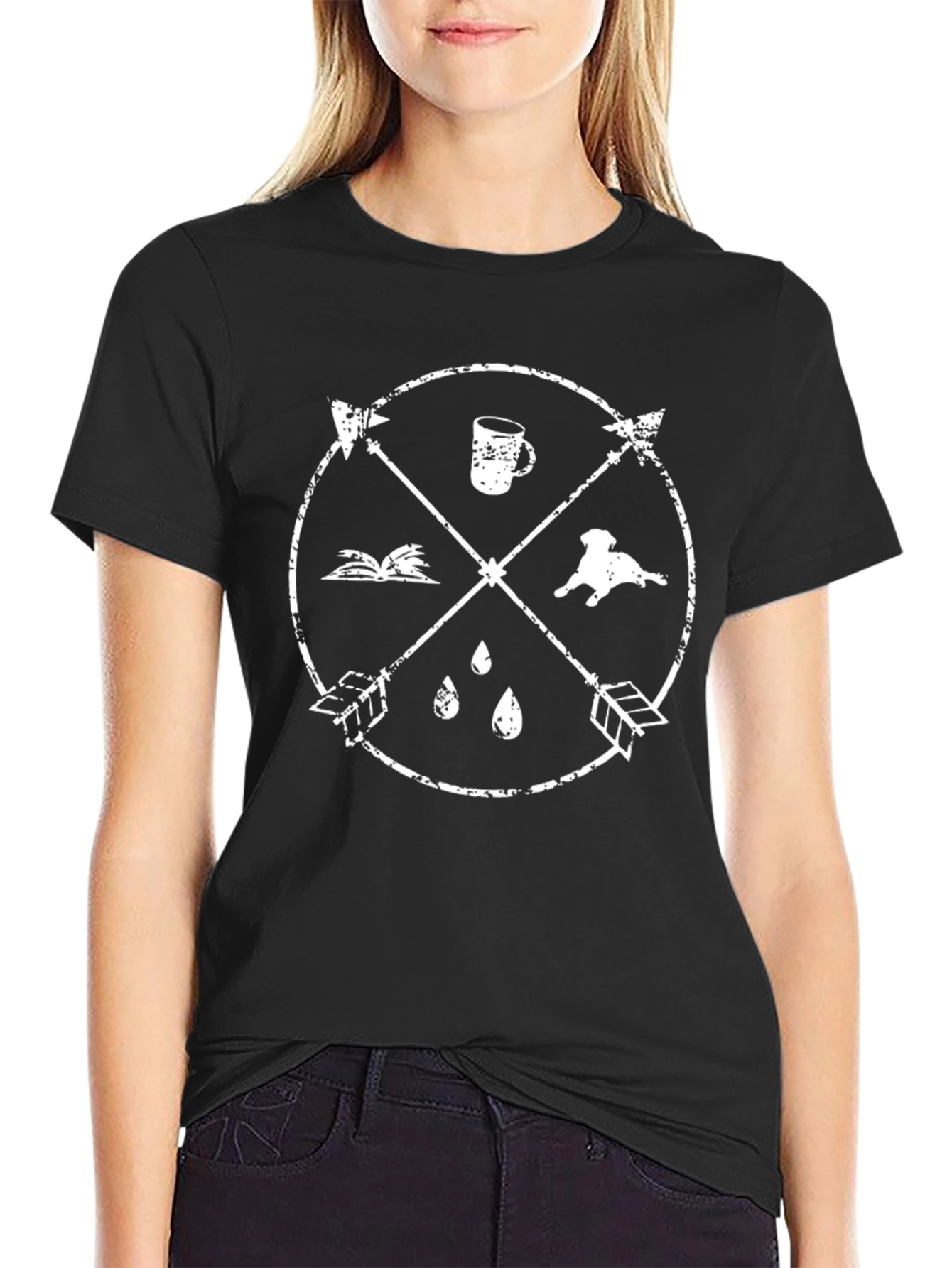 Adventure Awaits Tee - Coffee Books Dogs & Arrows