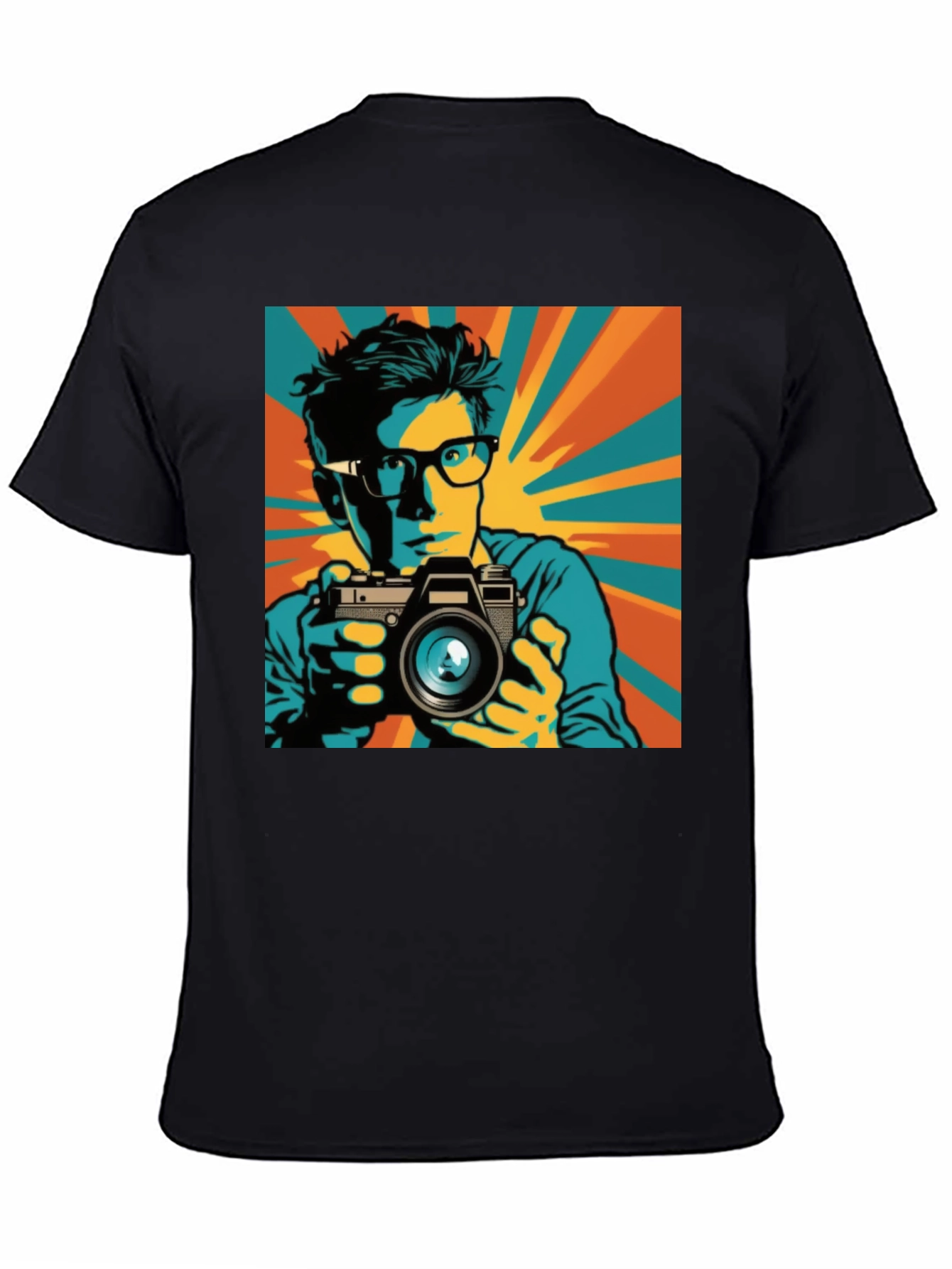 Retro Photographer Graphic Tee - Mens Black T-Shirt