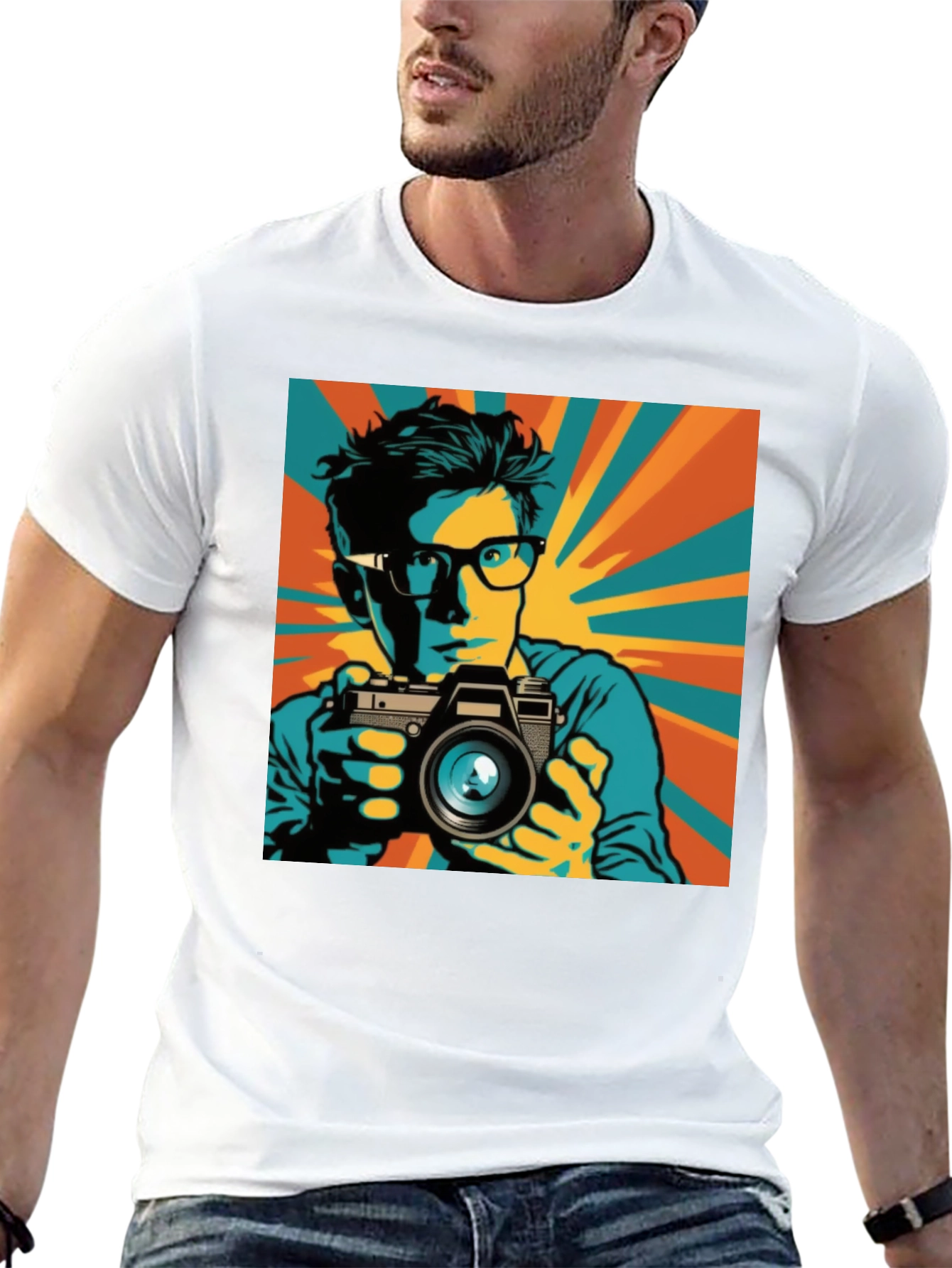 Retro Photographer Graphic Tee - Mens Black T-Shirt