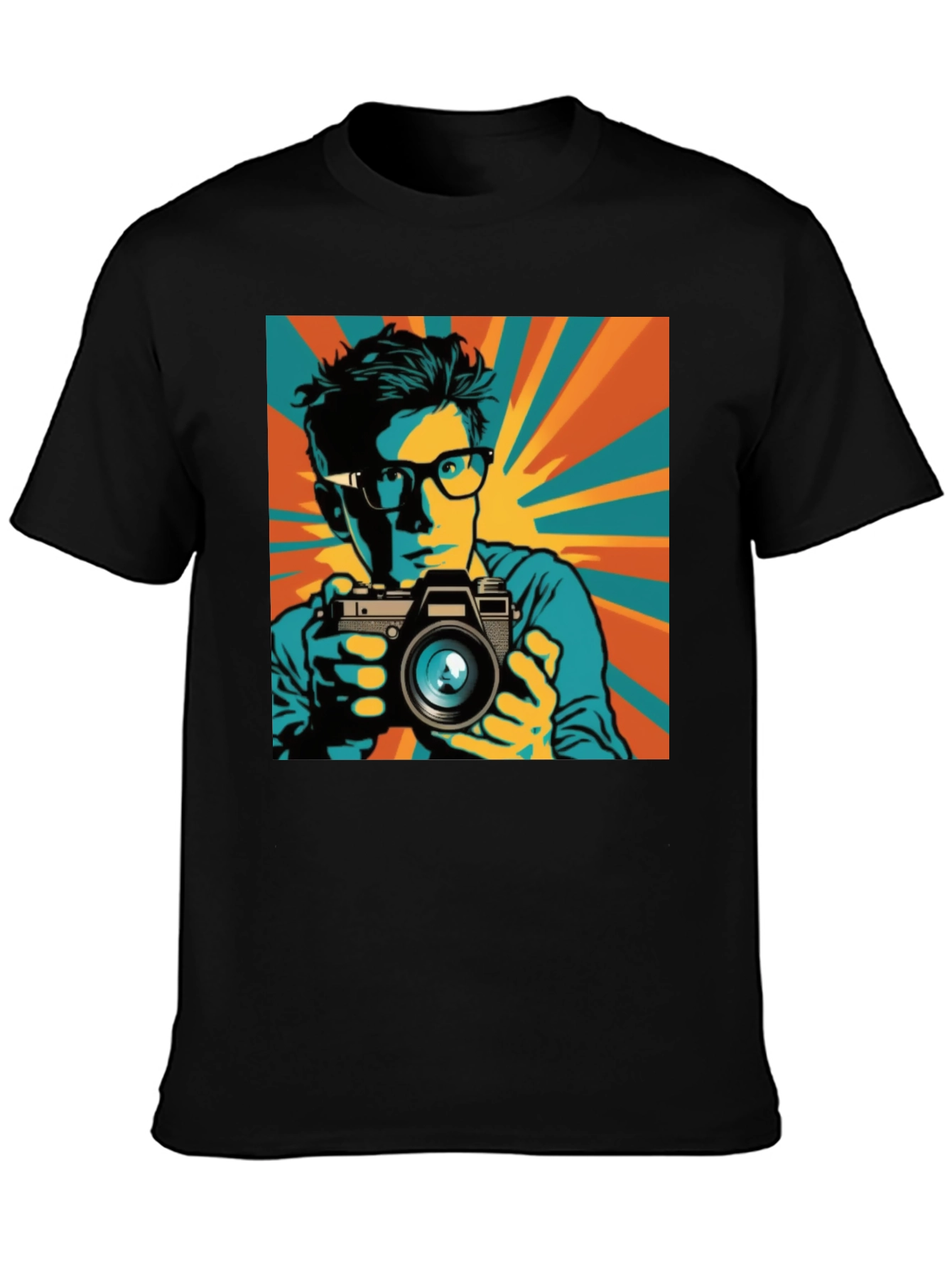 Retro Photographer Graphic Tee - Mens Black T-Shirt