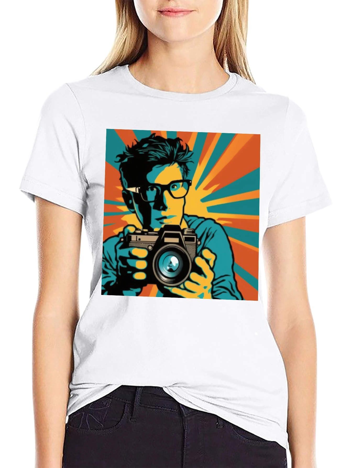 Retro Photographer Graphic Tee - Mens Black T-Shirt