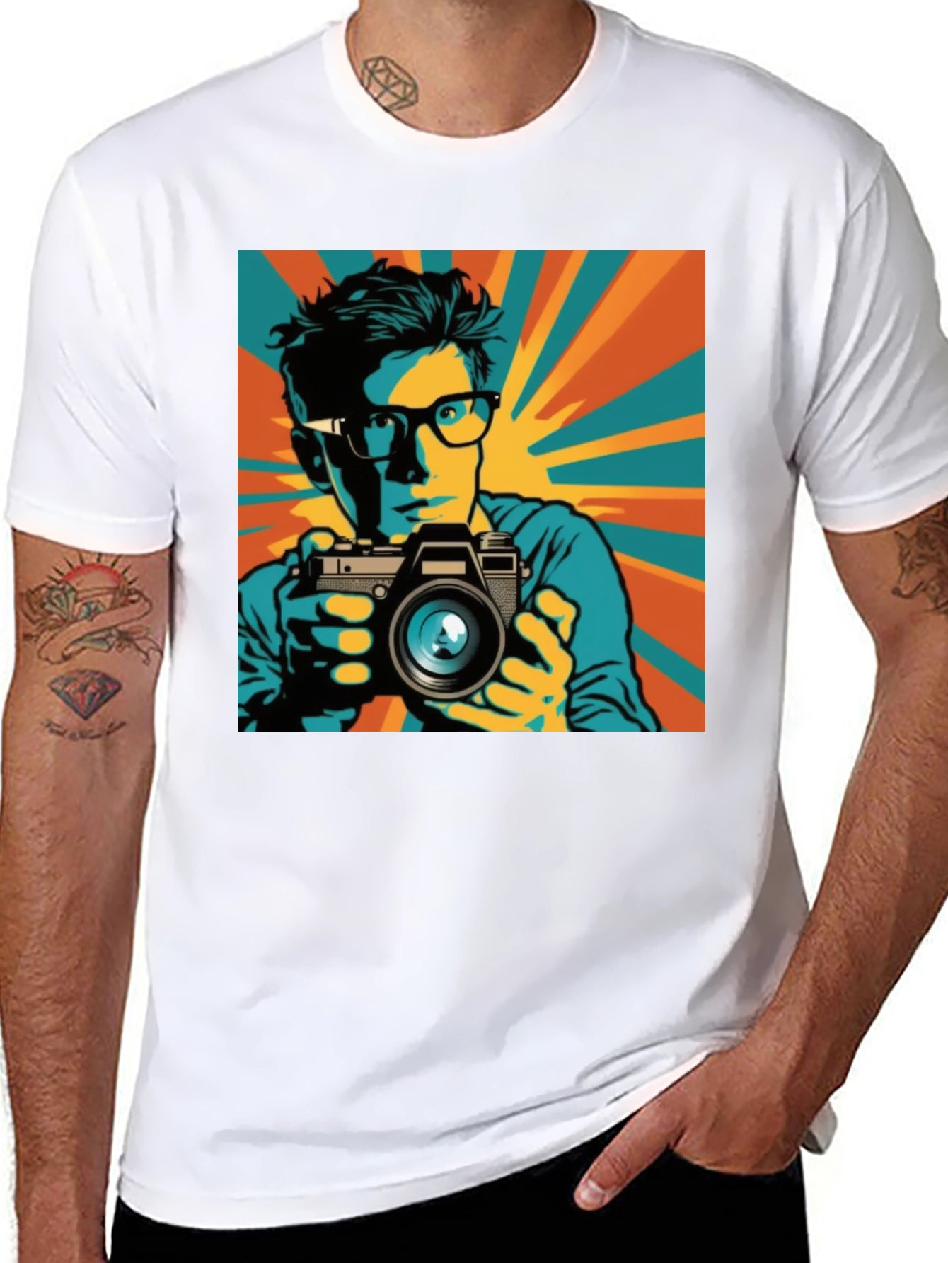 Retro Photographer Graphic Tee - Mens Black T-Shirt