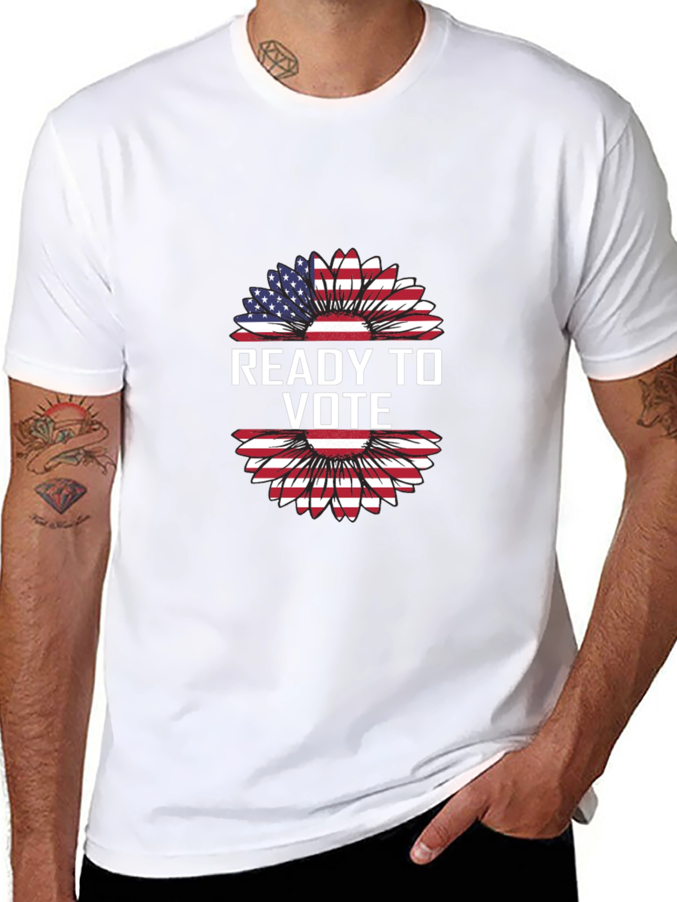 Ready to Vote American Flag Sunflower T-Shirt
