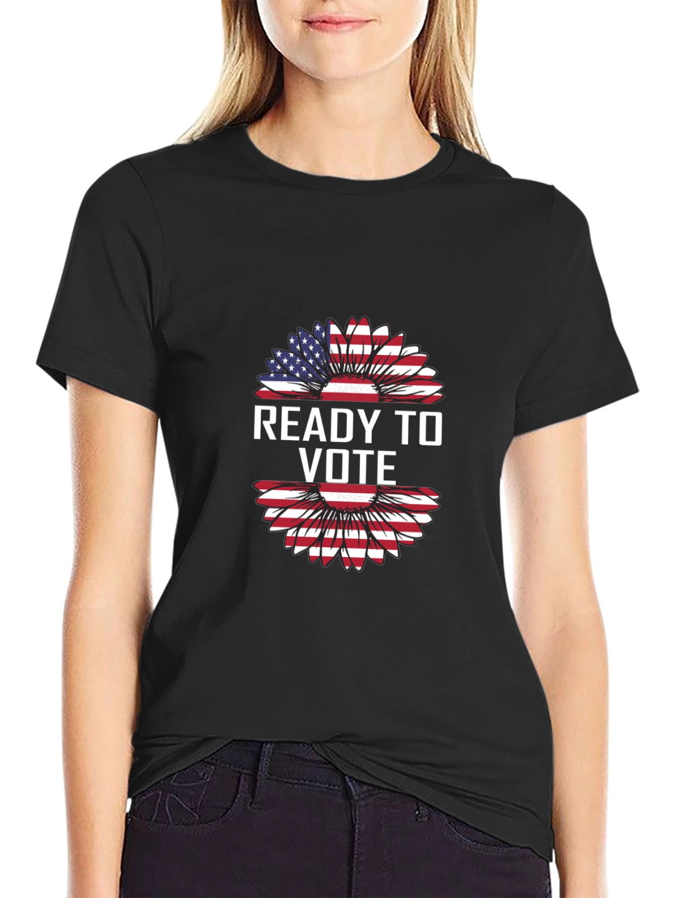 Ready to Vote American Flag Sunflower T-Shirt