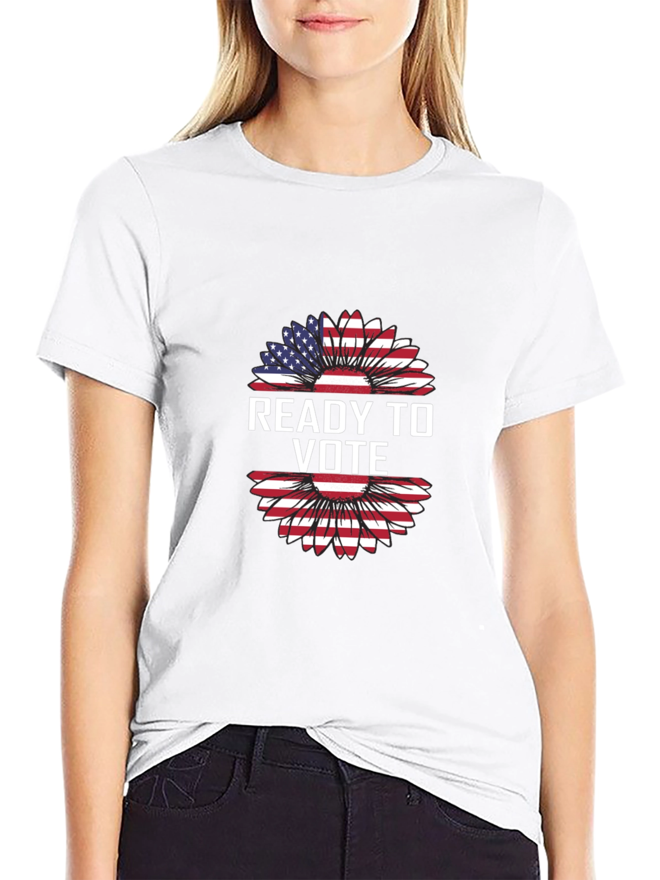 Ready to Vote American Flag Sunflower T-Shirt