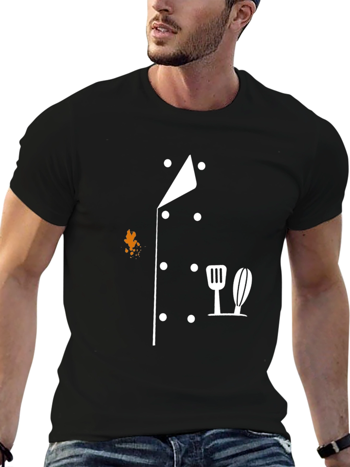 Chefs Uniform Graphic Tee - Black Cotton Blend