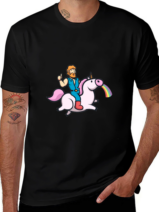 Unicorn Rider Graphic Tee - Black Cotton T-Shirt