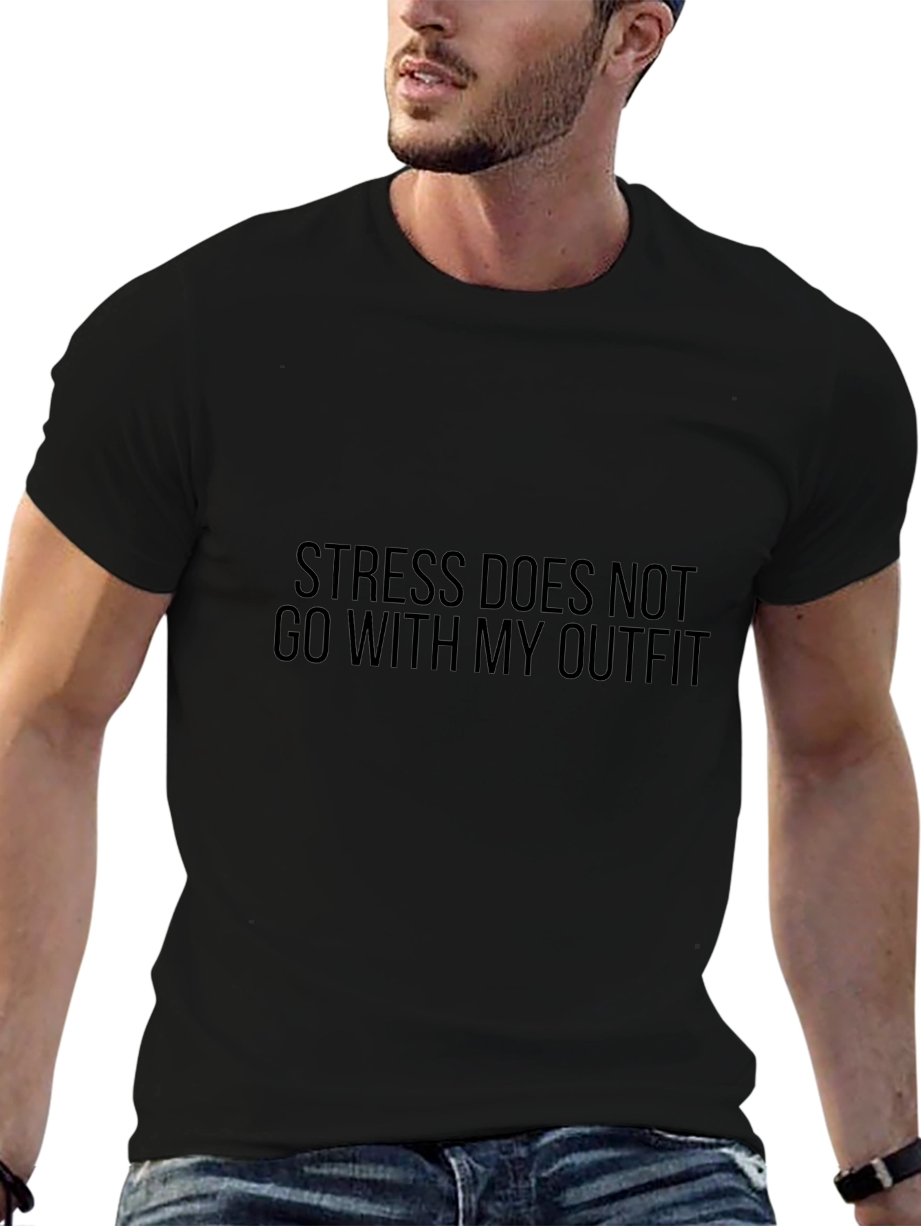 Stress Does Not Go With My Outfit Black T-Shirt