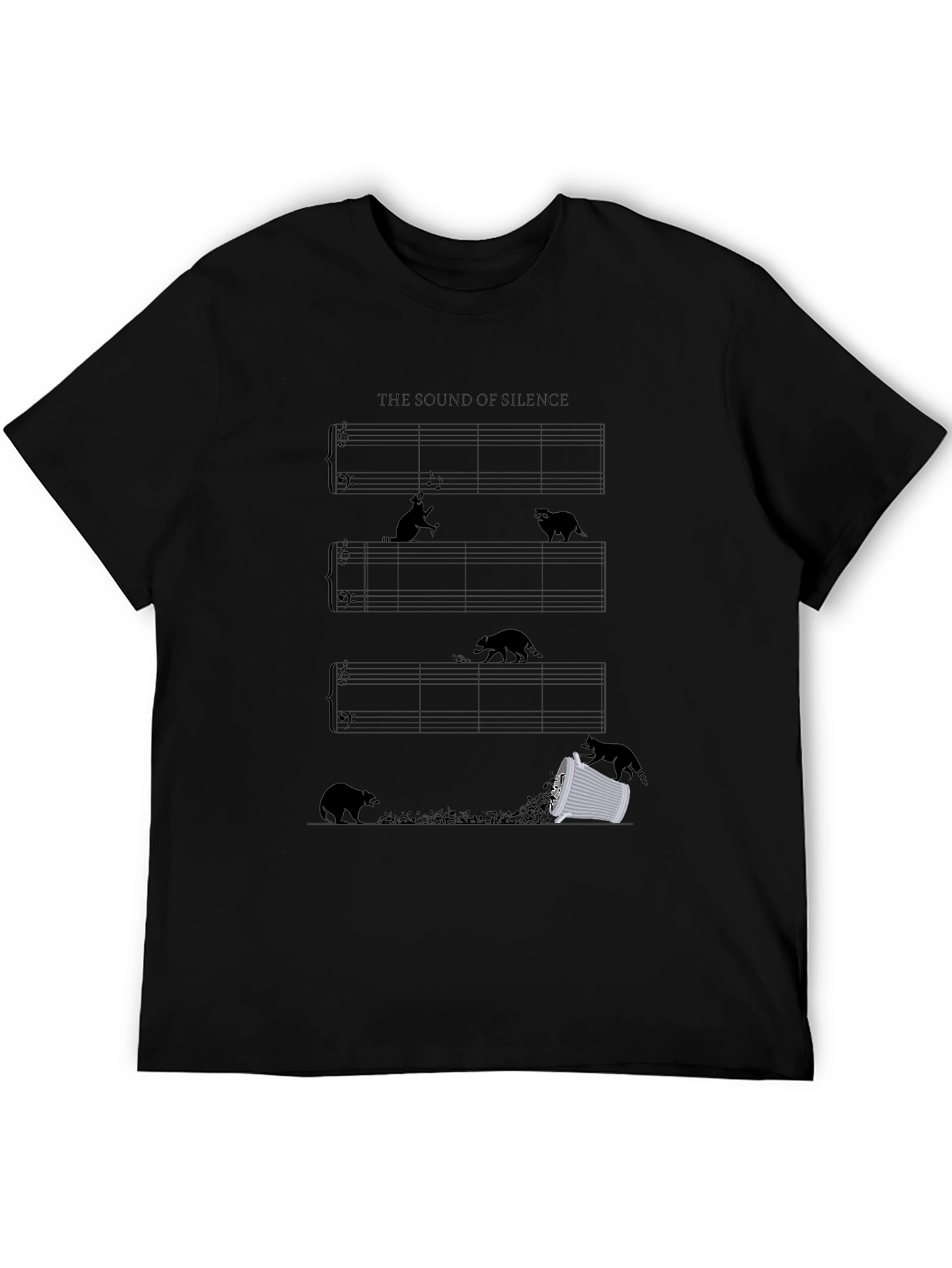 Sound of Silence Music Sheet Black T-Shirt