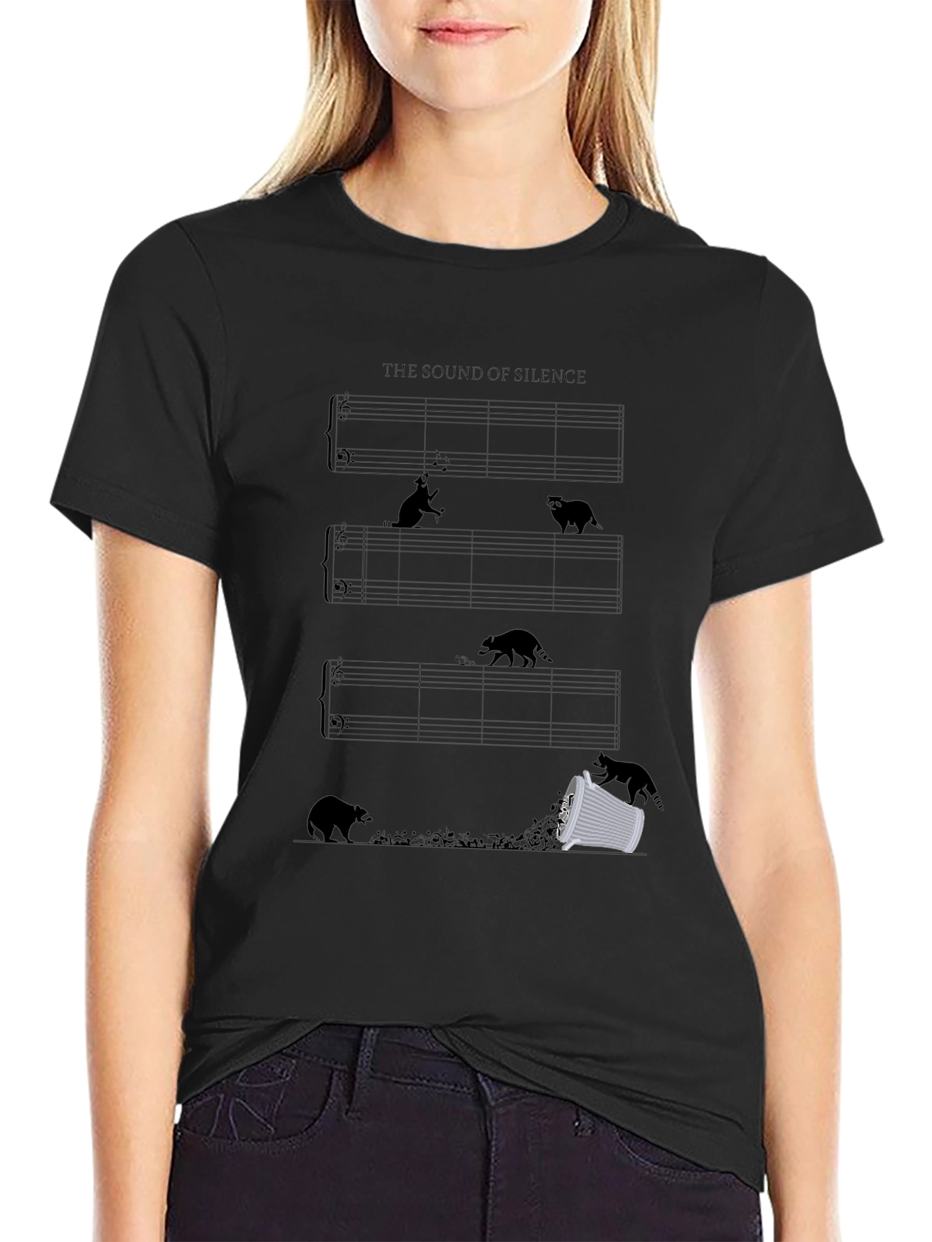 Sound of Silence Music Sheet Black T-Shirt