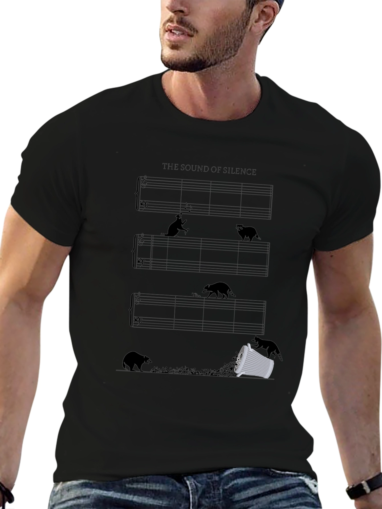 Sound of Silence Music Sheet Black T-Shirt