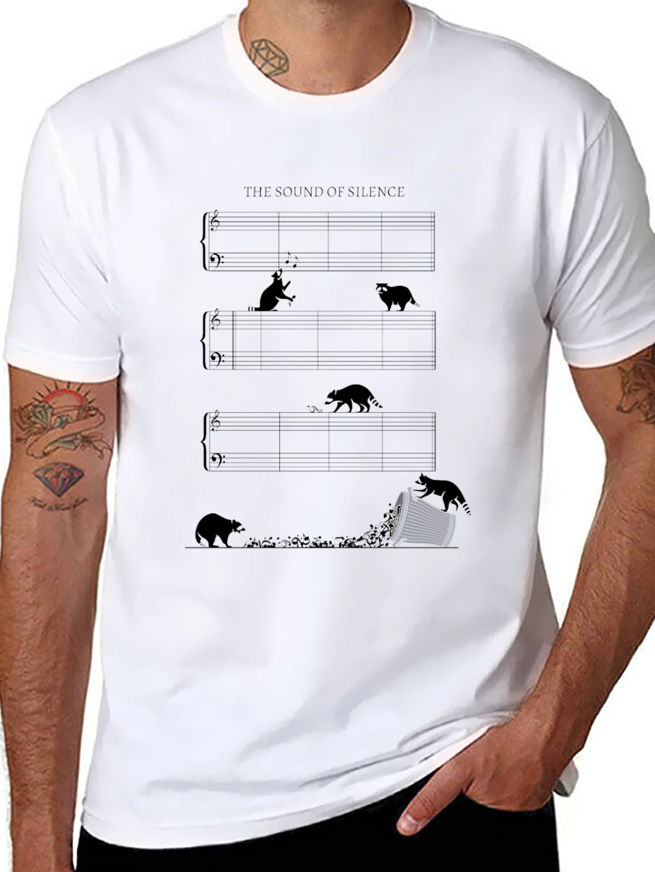 Sound of Silence Music Sheet Black T-Shirt