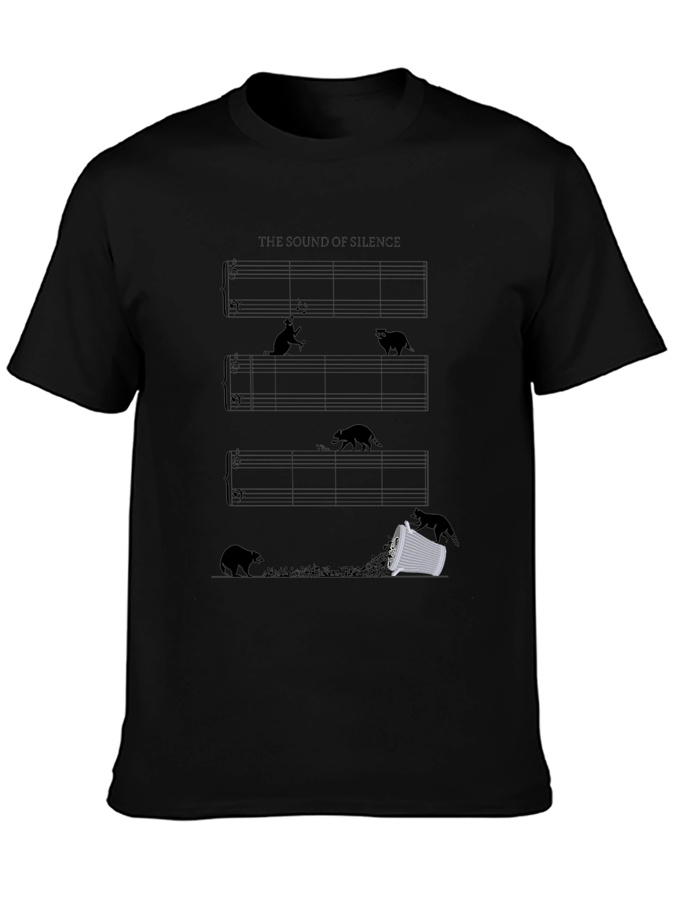 Sound of Silence Music Sheet Black T-Shirt