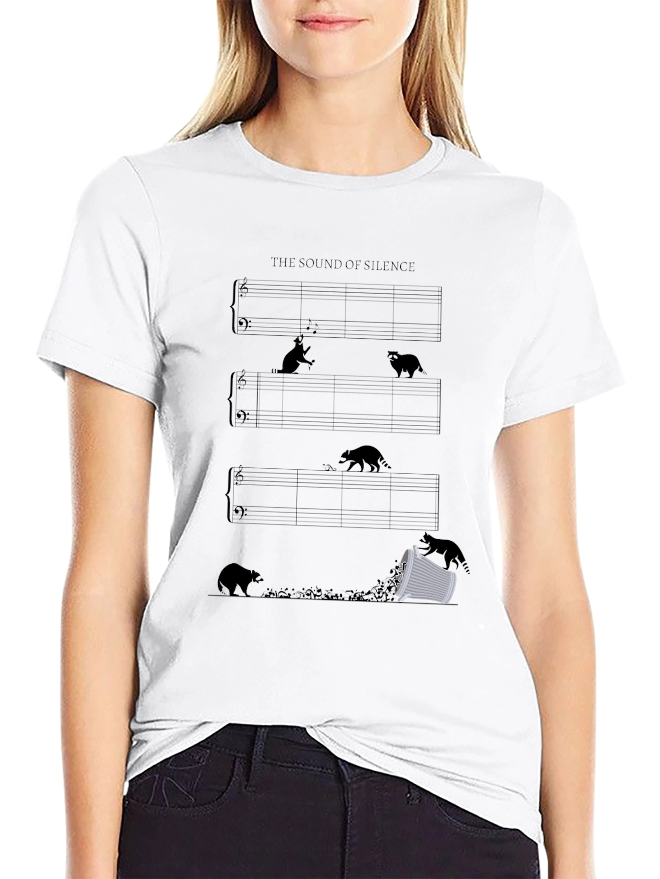 Sound of Silence Music Sheet Black T-Shirt